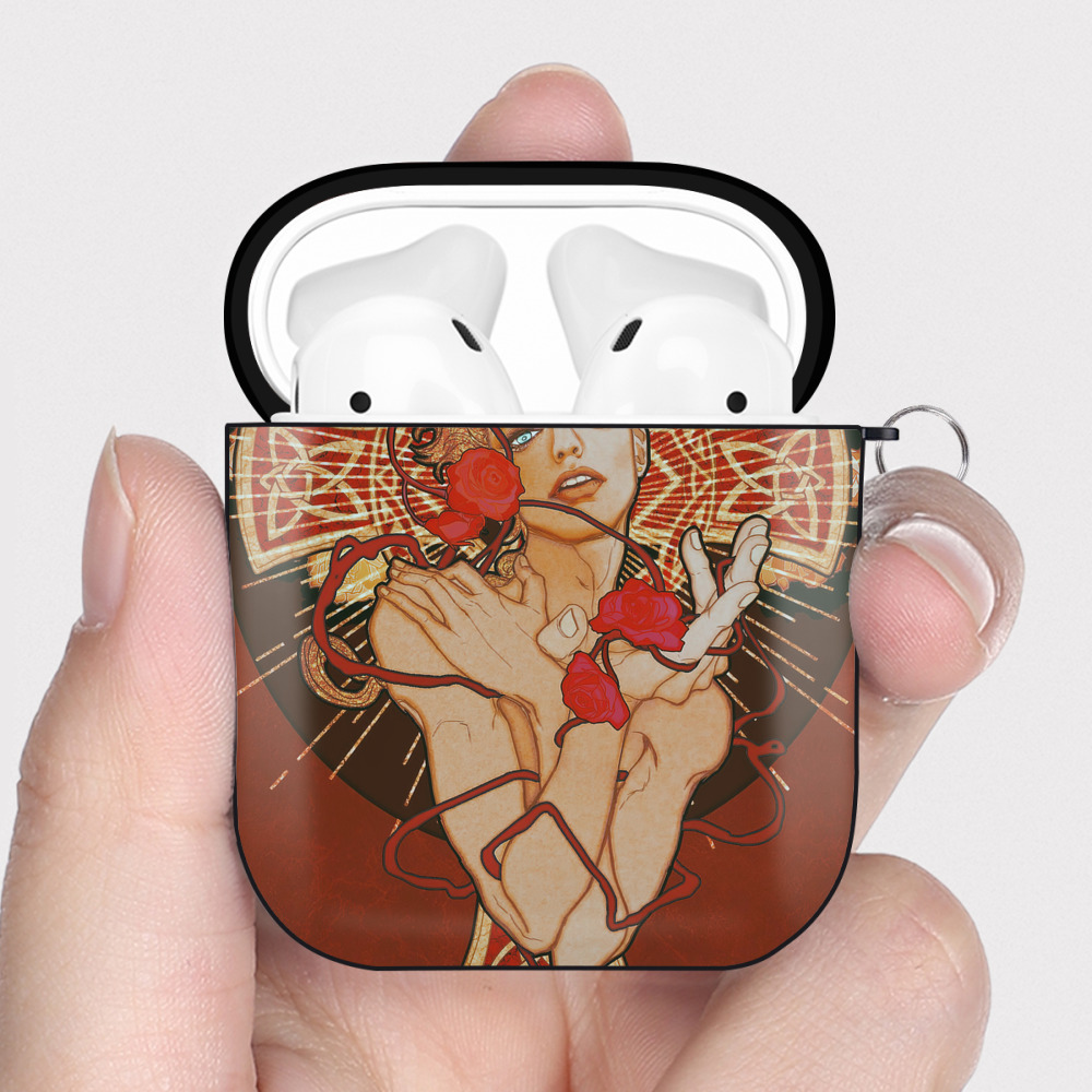 （画像用） ジョジョの奇妙な冒険 JoJo's Bizarre Adventure AirPods 第2世代保護ケース ハードシェル ブラック 耐衝撃・防指紋・カラビナ付き