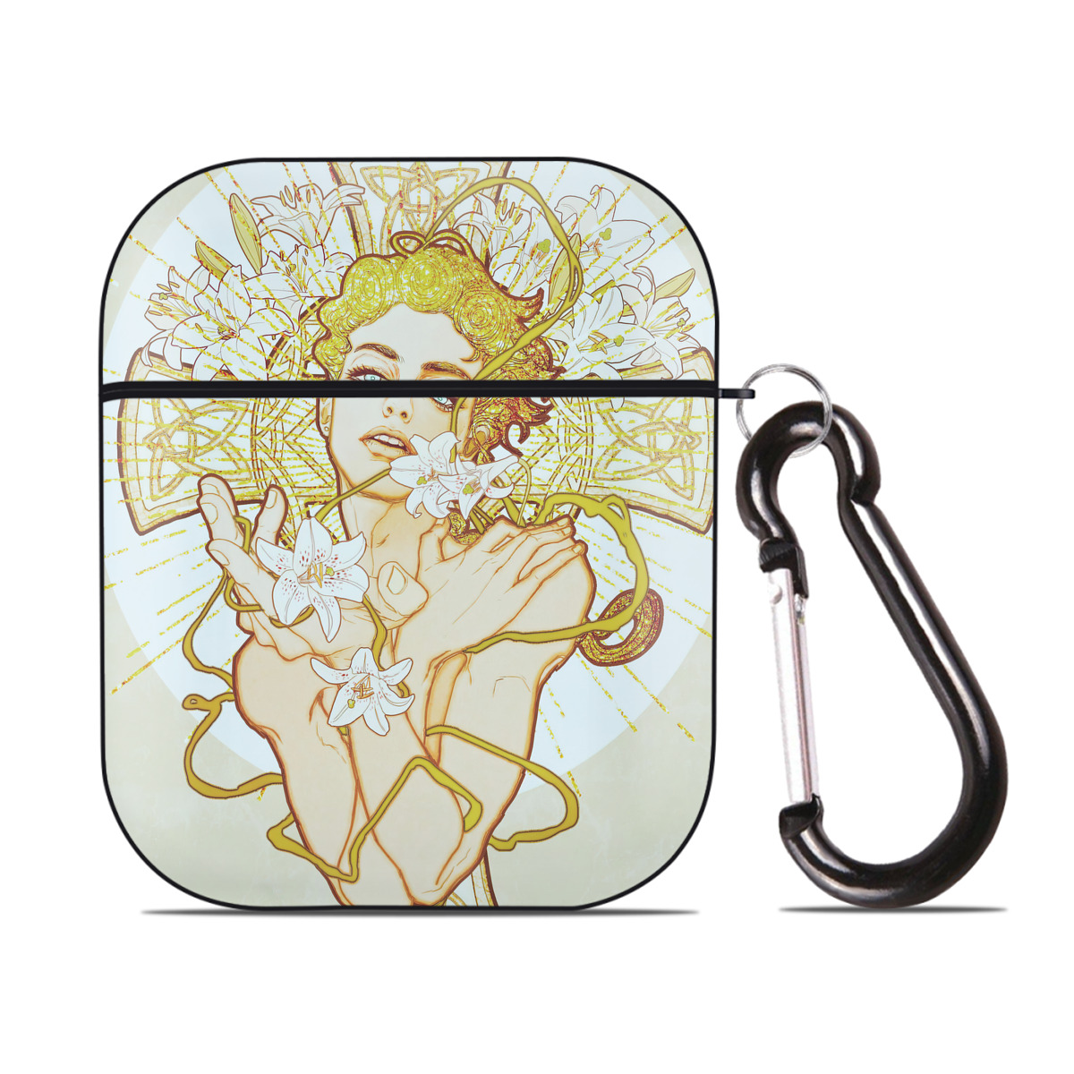 （画像用） ジョジョの奇妙な冒険 JoJo's Bizarre Adventure AirPods 第2世代保護ケース ハードシェル ブラック 耐衝撃・防指紋・カラビナ付き