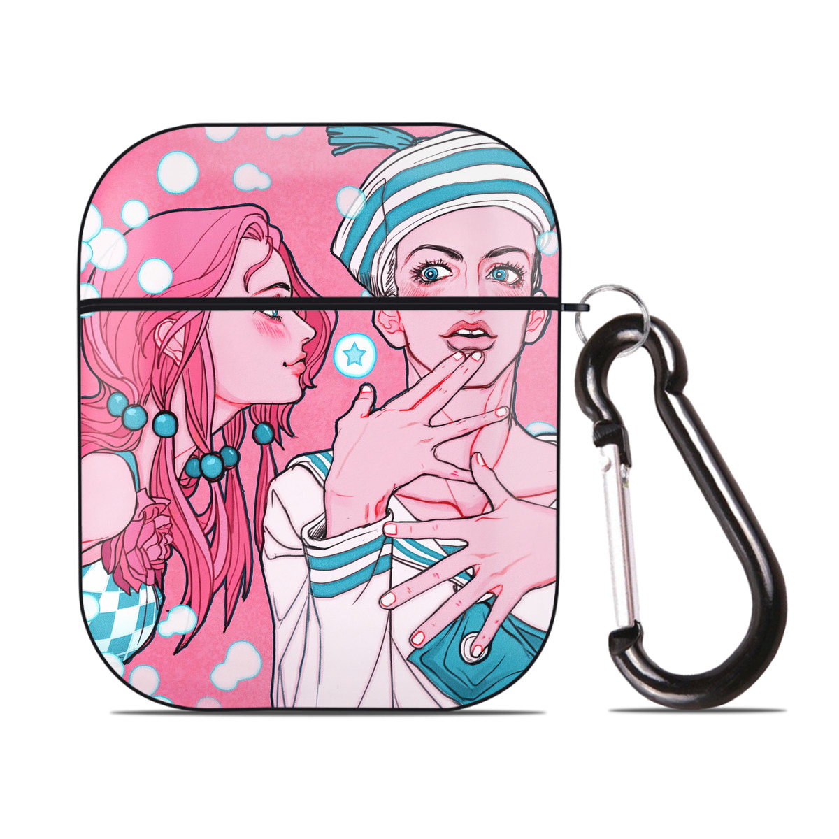 （画像用） ジョジョの奇妙な冒険 JoJo's Bizarre Adventure AirPods 第2世代保護ケース ハードシェル ブラック 耐衝撃・防指紋・カラビナ付き