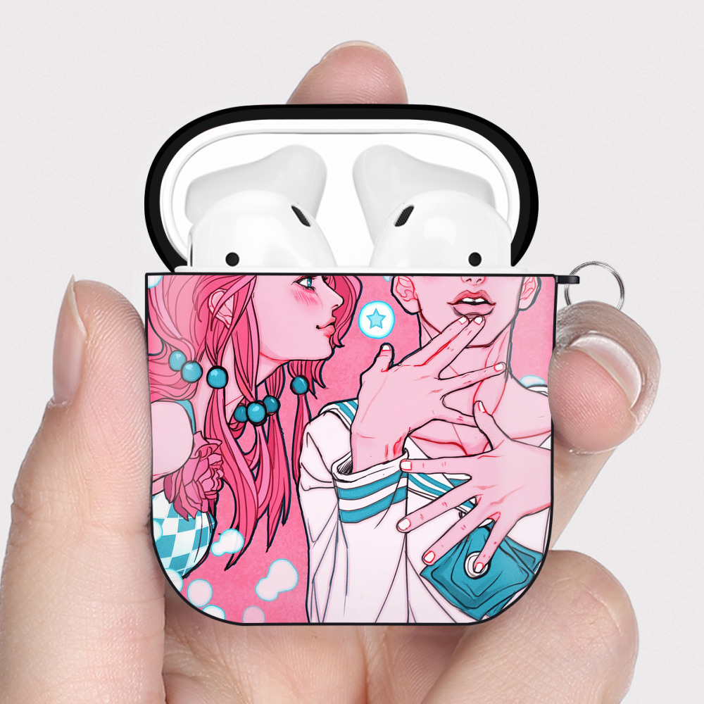 （画像用） ジョジョの奇妙な冒険 JoJo's Bizarre Adventure AirPods 第2世代保護ケース ハードシェル ブラック 耐衝撃・防指紋・カラビナ付き
