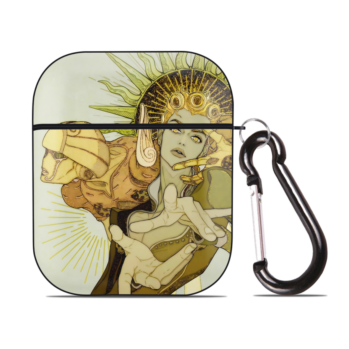 （画像用） ジョジョの奇妙な冒険 JoJo's Bizarre Adventure AirPods 第2世代保護ケース ハードシェル ブラック 耐衝撃・防指紋・カラビナ付き