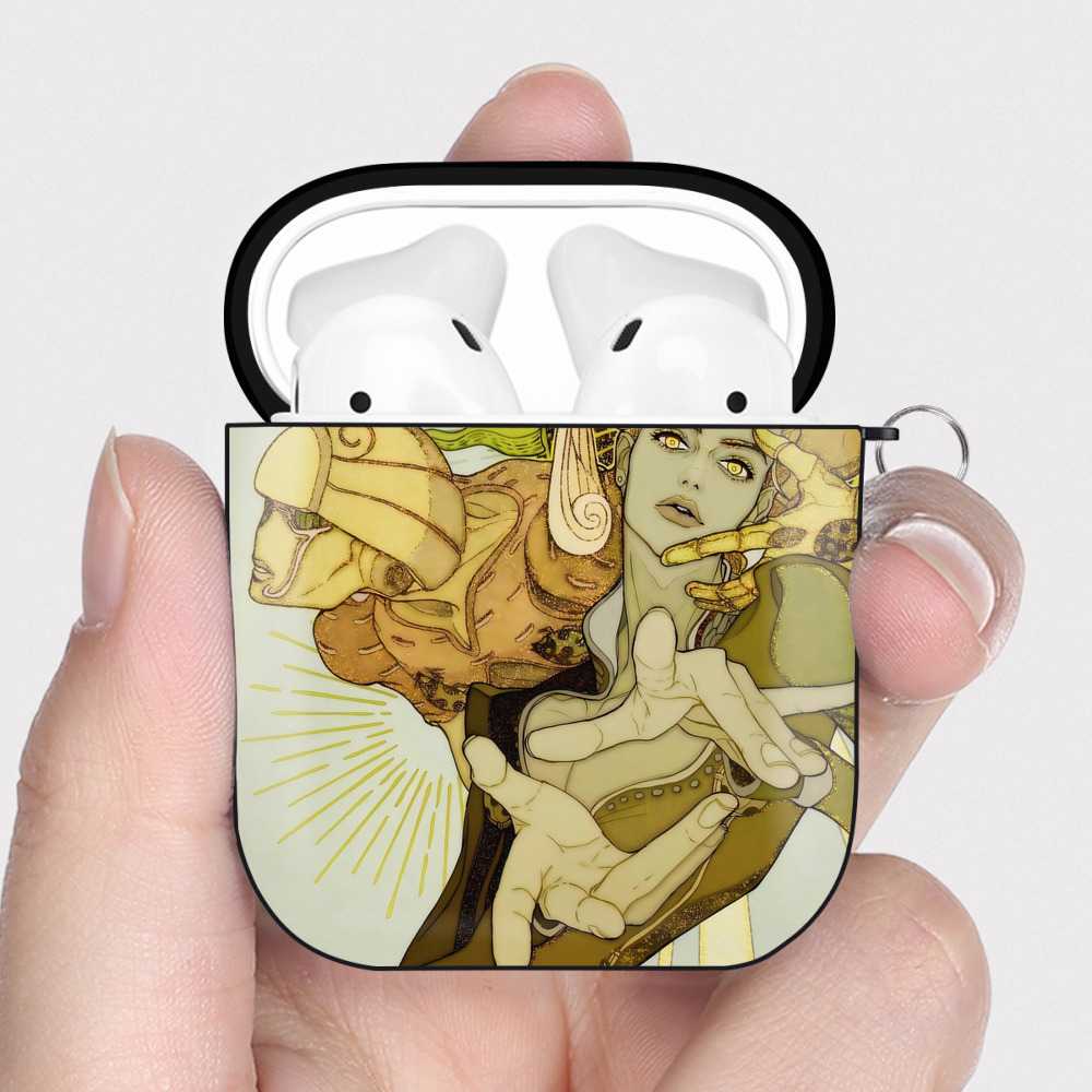 （画像用） ジョジョの奇妙な冒険 JoJo's Bizarre Adventure AirPods 第2世代保護ケース ハードシェル ブラック 耐衝撃・防指紋・カラビナ付き
