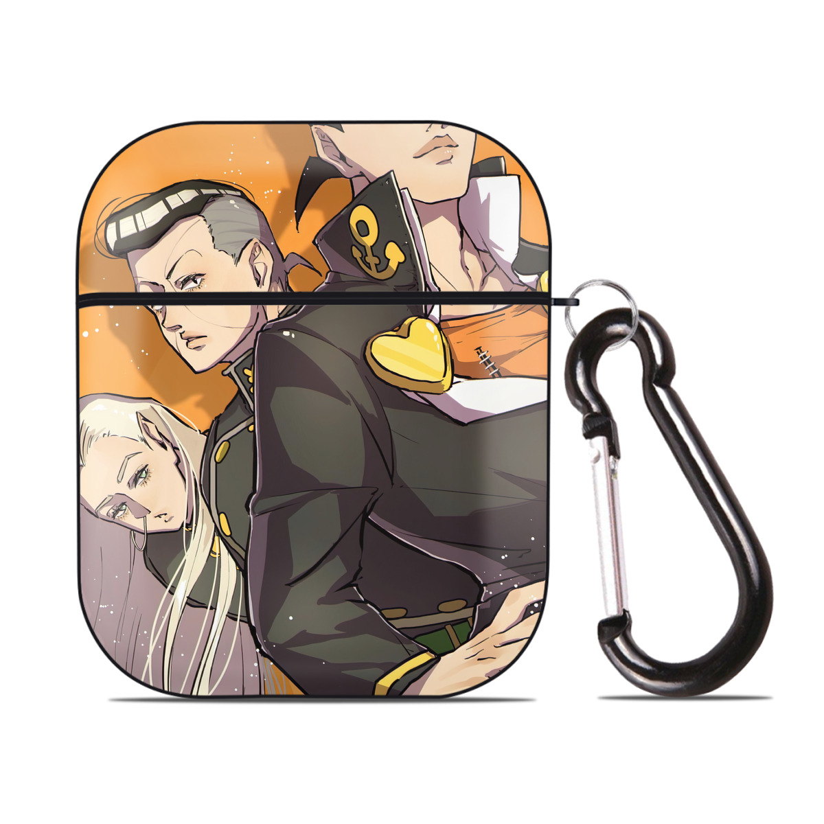 （画像用） ジョジョの奇妙な冒険 JoJo's Bizarre Adventure AirPods 第2世代保護ケース ハードシェル ブラック 耐衝撃・防指紋・カラビナ付き