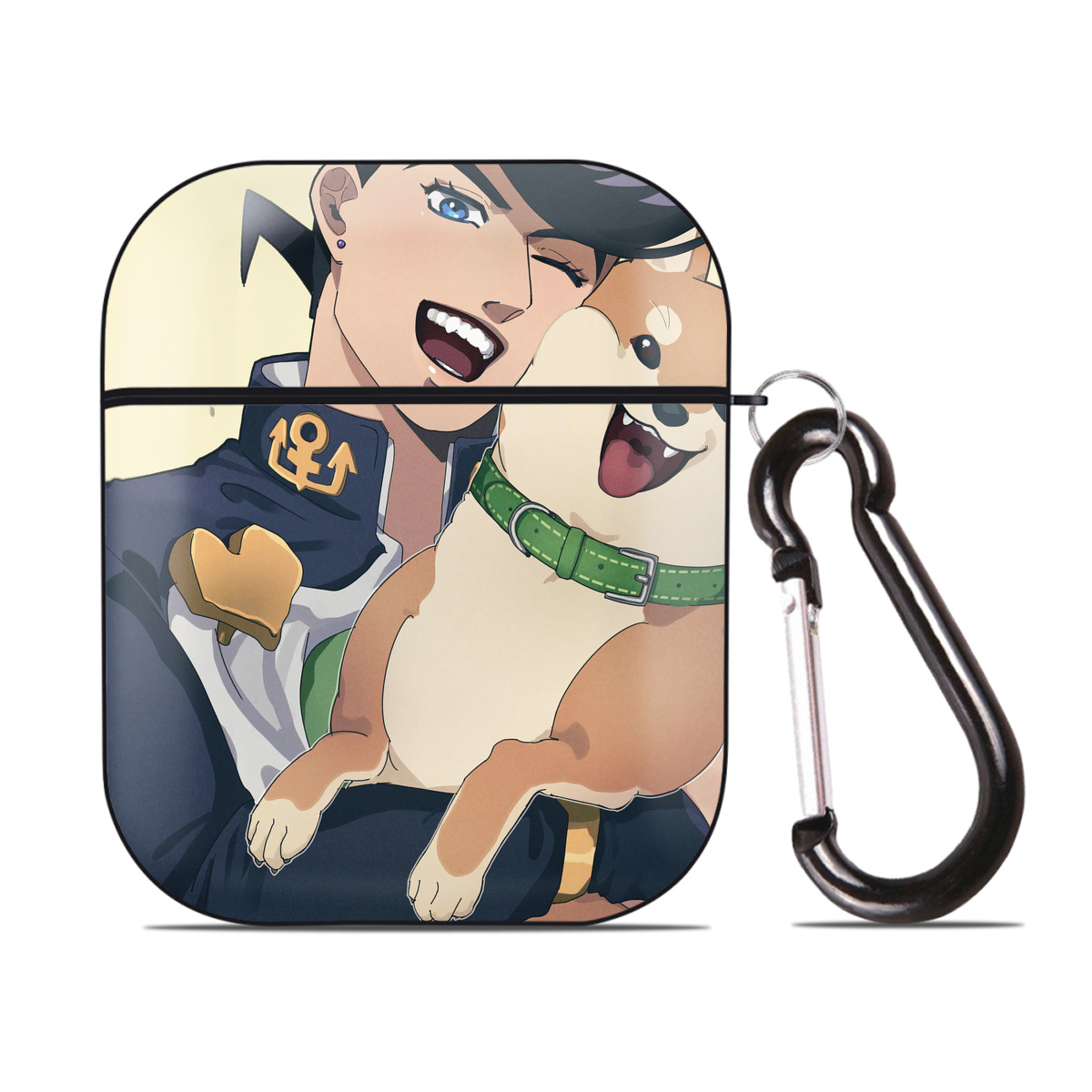（画像用） ジョジョの奇妙な冒険 JoJo's Bizarre Adventure AirPods 第2世代保護ケース ハードシェル ブラック 耐衝撃・防指紋・カラビナ付き
