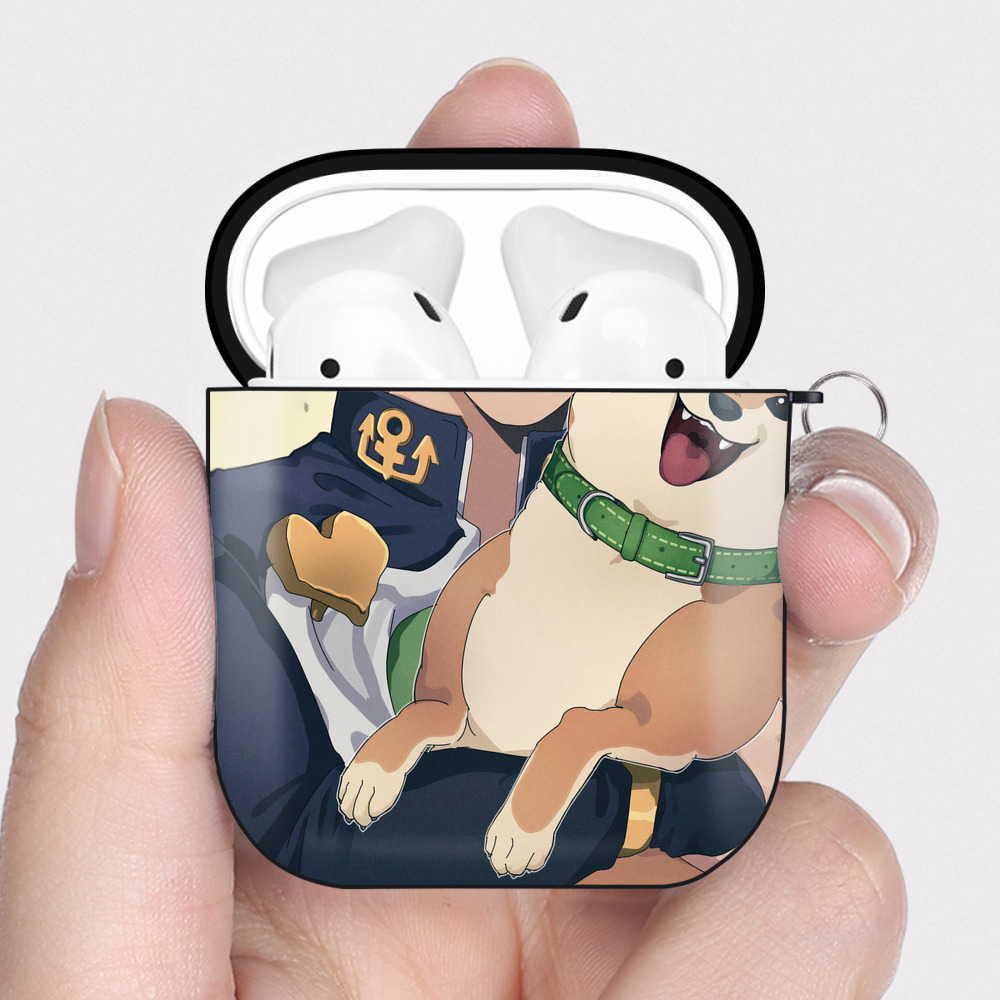 （画像用） ジョジョの奇妙な冒険 JoJo's Bizarre Adventure AirPods 第2世代保護ケース ハードシェル ブラック 耐衝撃・防指紋・カラビナ付き