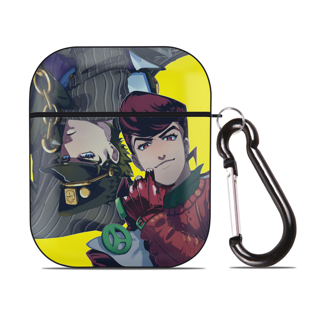 （画像用） ジョジョの奇妙な冒険 JoJo's Bizarre Adventure AirPods 第2世代保護ケース ハードシェル ブラック 耐衝撃・防指紋・カラビナ付き