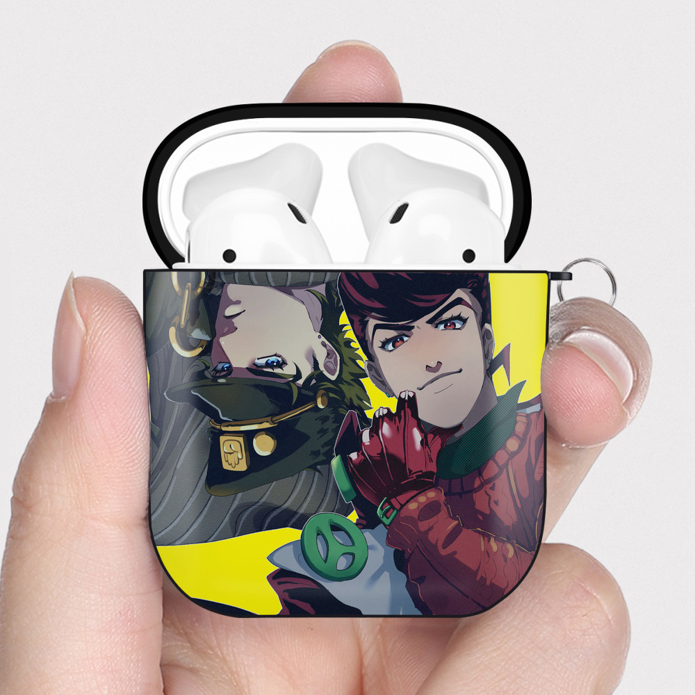 （画像用） ジョジョの奇妙な冒険 JoJo's Bizarre Adventure AirPods 第2世代保護ケース ハードシェル ブラック 耐衝撃・防指紋・カラビナ付き