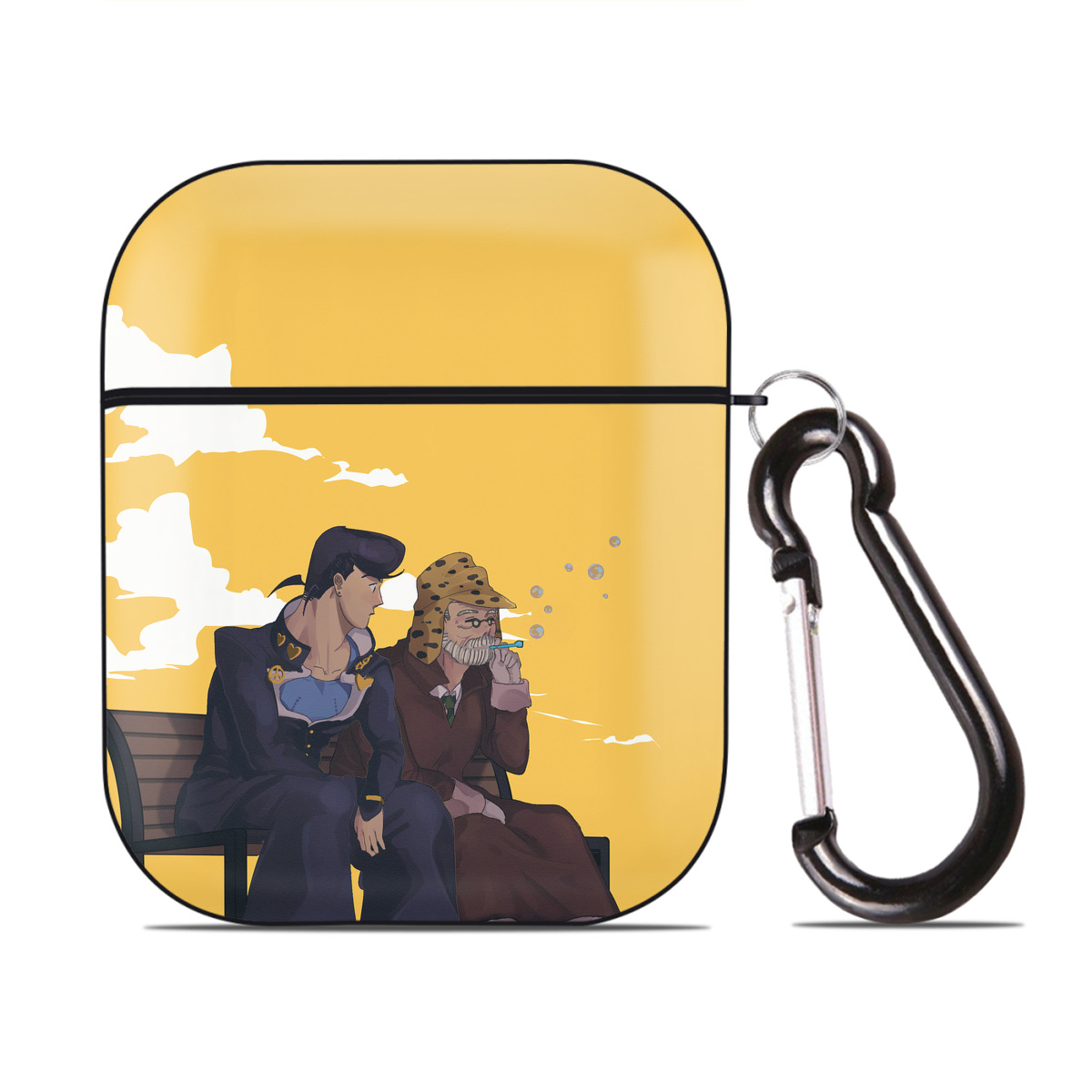 （画像用） ジョジョの奇妙な冒険 JoJo's Bizarre Adventure AirPods 第2世代保護ケース ハードシェル ブラック 耐衝撃・防指紋・カラビナ付き