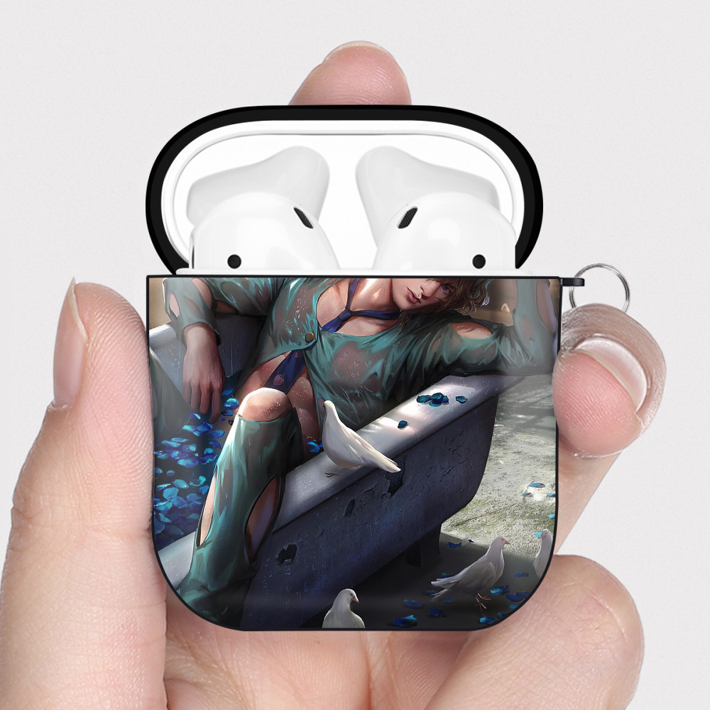 （画像用） ジョジョの奇妙な冒険 JoJo's Bizarre Adventure AirPods 第2世代保護ケース ハードシェル ブラック 耐衝撃・防指紋・カラビナ付き