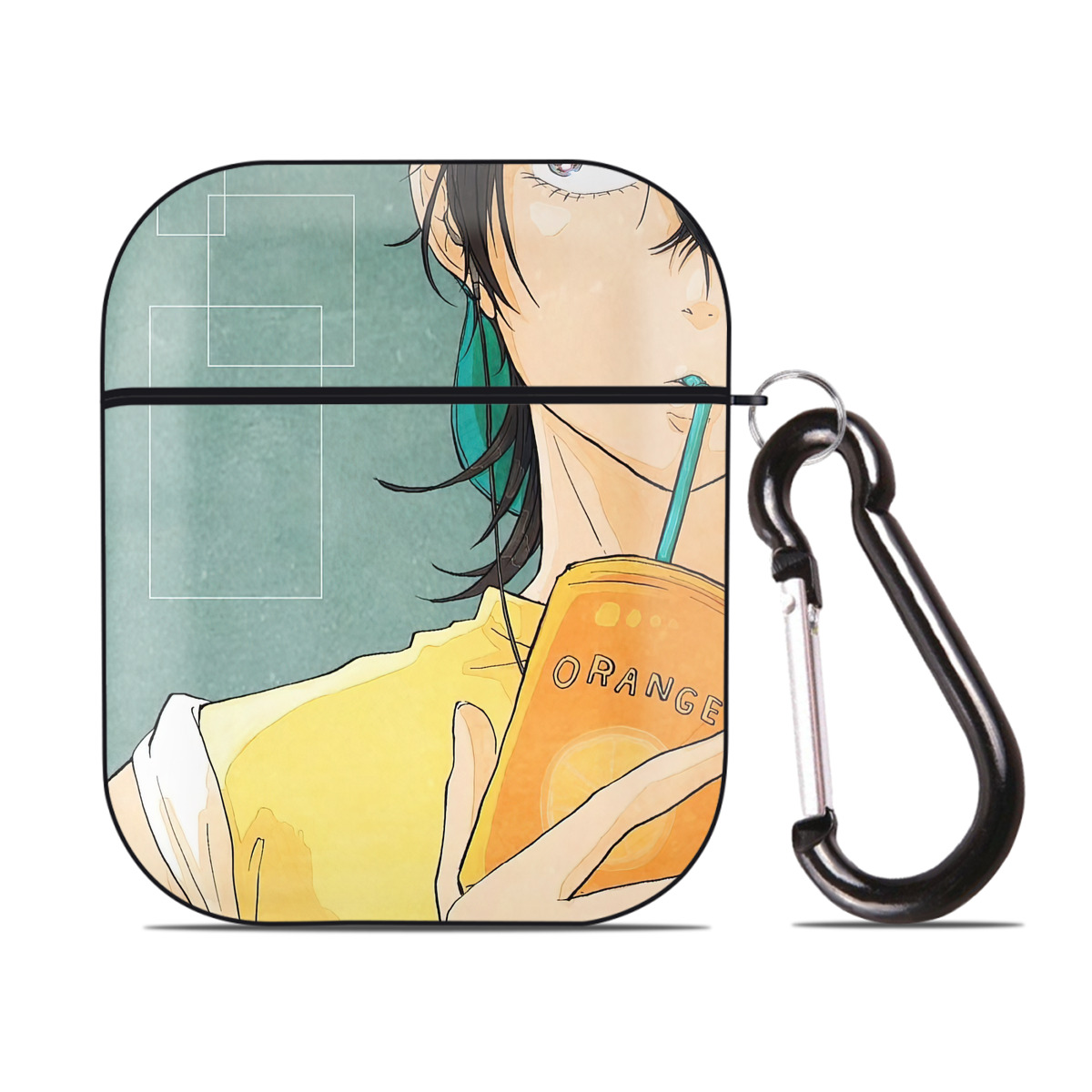（画像用） ジョジョの奇妙な冒険 JoJo's Bizarre Adventure AirPods 第2世代保護ケース ハードシェル ブラック 耐衝撃・防指紋・カラビナ付き