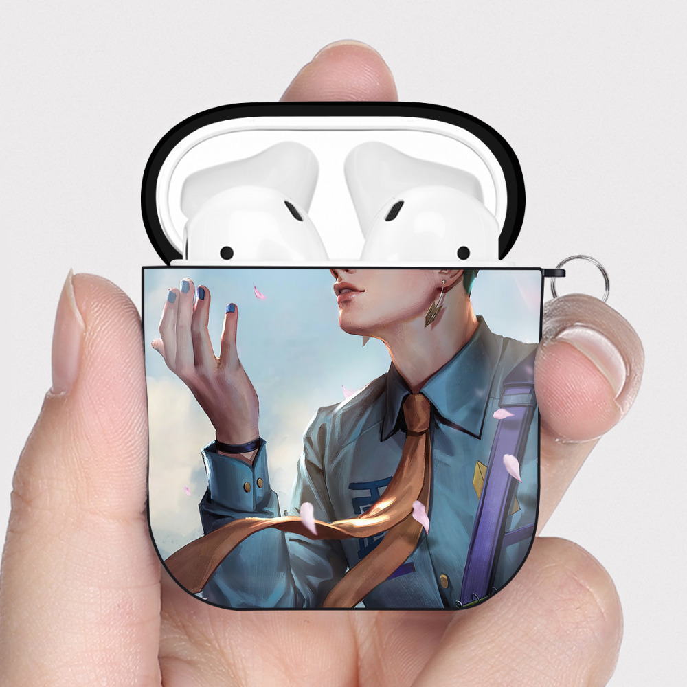 （画像用） ジョジョの奇妙な冒険 JoJo's Bizarre Adventure AirPods 第2世代保護ケース ハードシェル ブラック 耐衝撃・防指紋・カラビナ付き