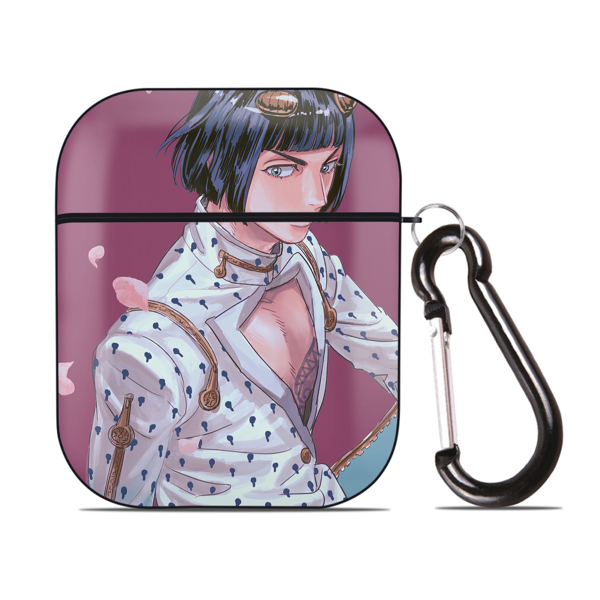 （画像用） ジョジョの奇妙な冒険 JoJo's Bizarre Adventure AirPods 第2世代保護ケース ハードシェル ブラック 耐衝撃・防指紋・カラビナ付き