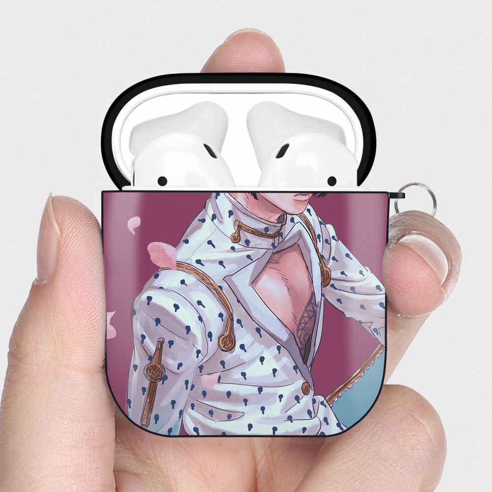 （画像用） ジョジョの奇妙な冒険 JoJo's Bizarre Adventure AirPods 第2世代保護ケース ハードシェル ブラック 耐衝撃・防指紋・カラビナ付き