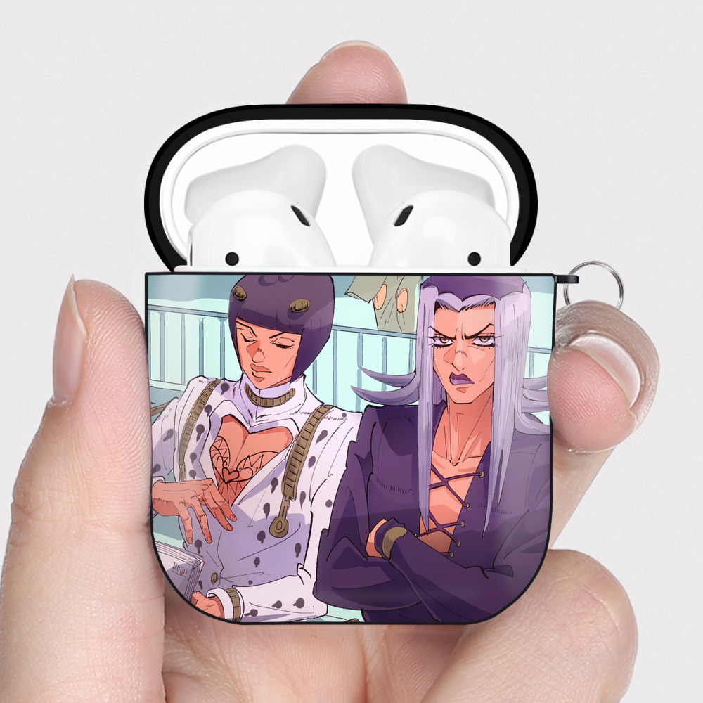 （画像用） ジョジョの奇妙な冒険 JoJo's Bizarre Adventure AirPods 第2世代保護ケース ハードシェル ブラック 耐衝撃・防指紋・カラビナ付き