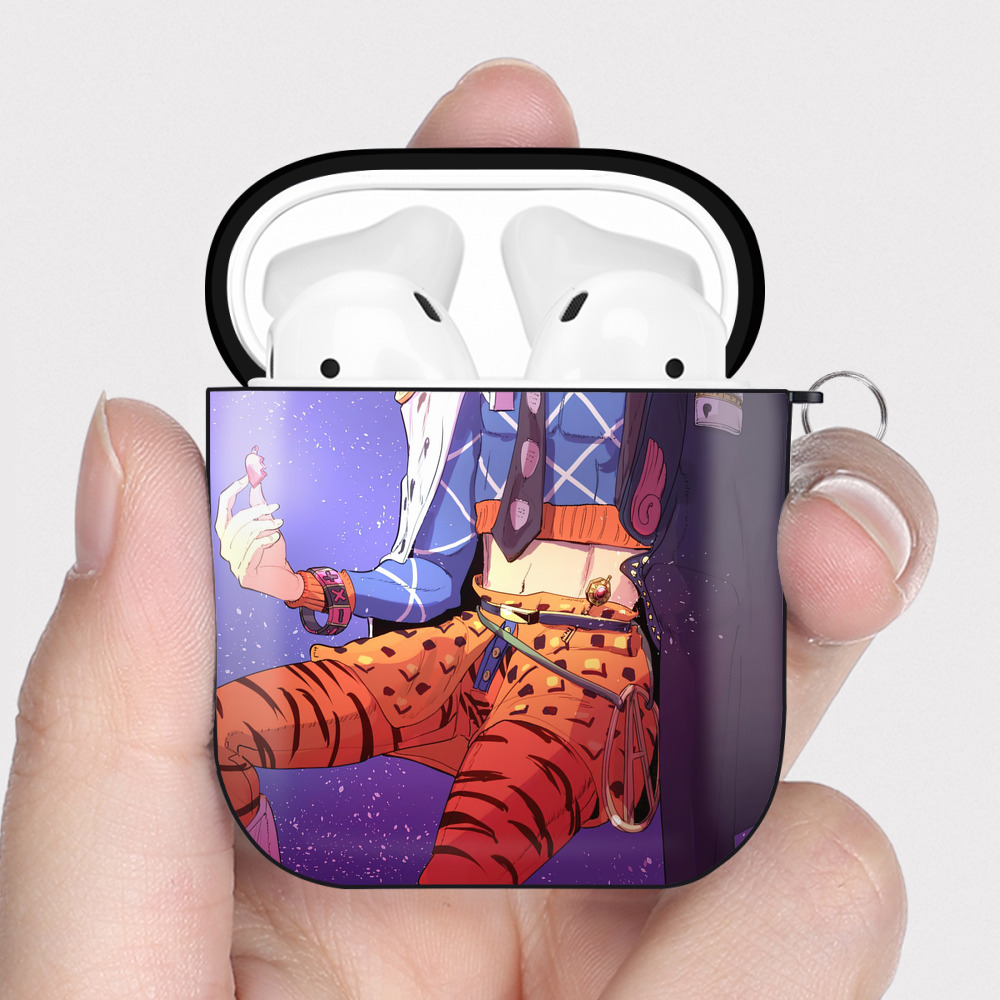 （画像用） ジョジョの奇妙な冒険 JoJo's Bizarre Adventure AirPods 第2世代保護ケース ハードシェル ブラック 耐衝撃・防指紋・カラビナ付き