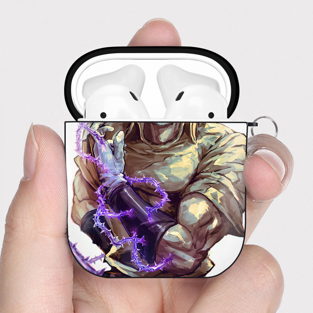 （画像用） ジョジョの奇妙な冒険 JoJo's Bizarre Adventure AirPods 第2世代保護ケース ハードシェル ブラック 耐衝撃・防指紋・カラビナ付き