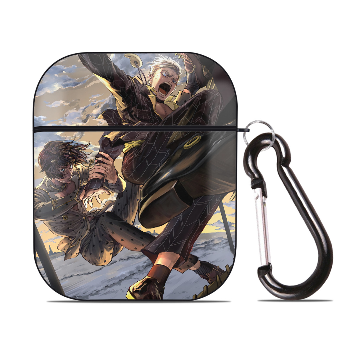 （画像用） ジョジョの奇妙な冒険 JoJo's Bizarre Adventure AirPods 第2世代保護ケース ハードシェル ブラック 耐衝撃・防指紋・カラビナ付き