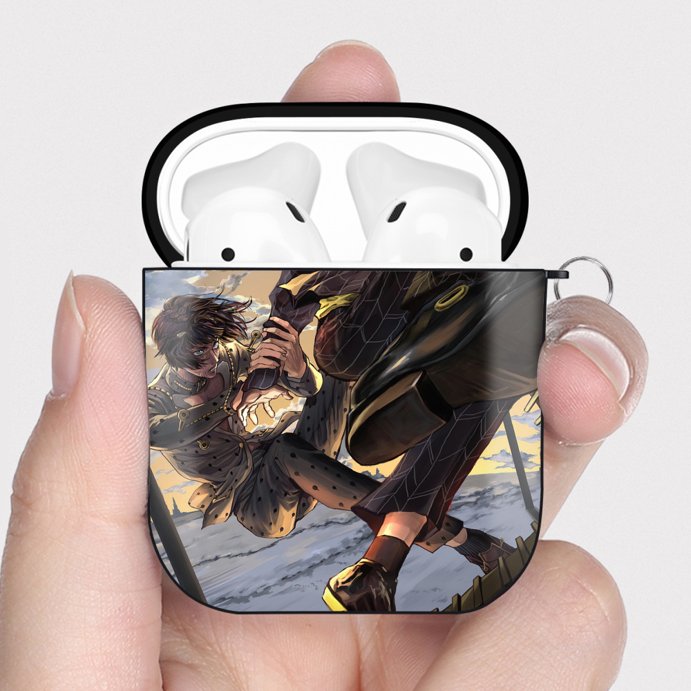 （画像用） ジョジョの奇妙な冒険 JoJo's Bizarre Adventure AirPods 第2世代保護ケース ハードシェル ブラック 耐衝撃・防指紋・カラビナ付き