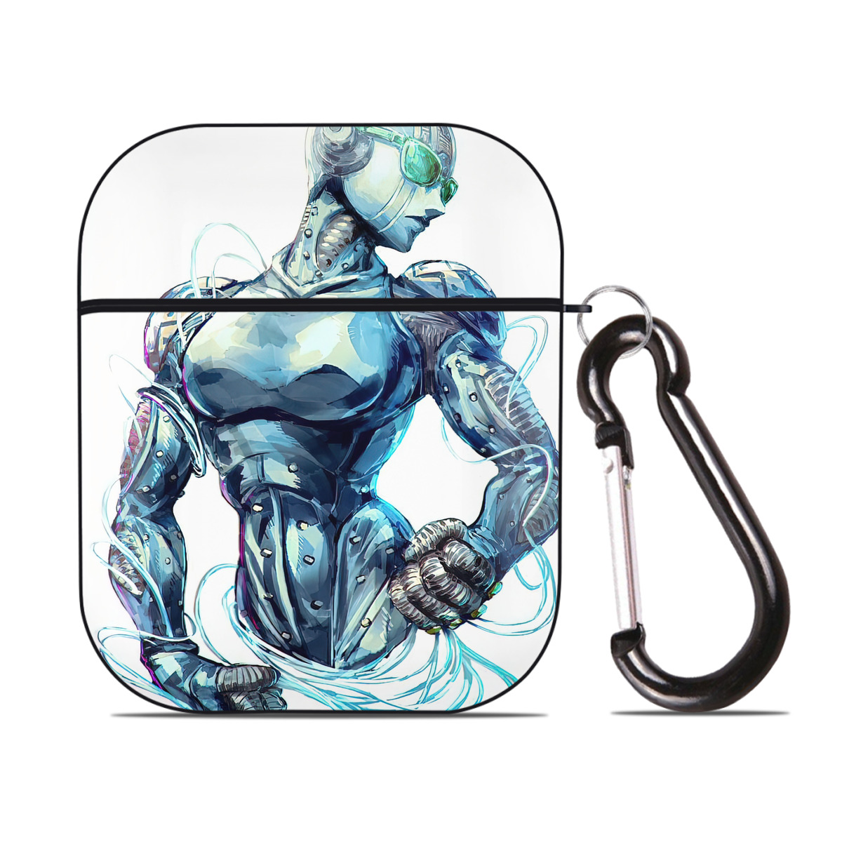 （画像用） ジョジョの奇妙な冒険 JoJo's Bizarre Adventure AirPods 第2世代保護ケース ハードシェル ブラック 耐衝撃・防指紋・カラビナ付き