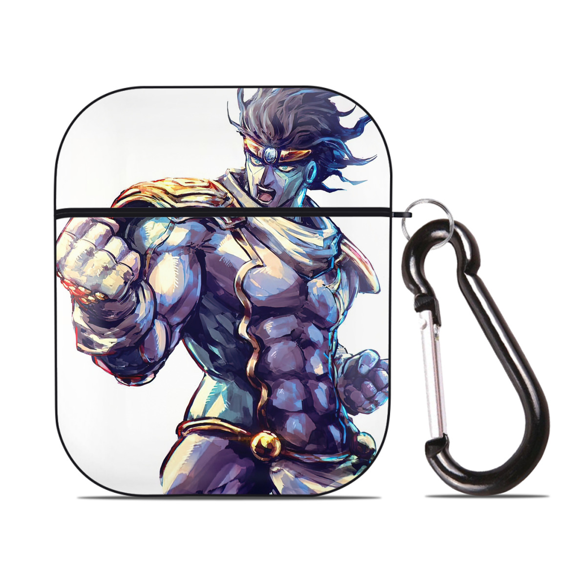 （画像用） ジョジョの奇妙な冒険 JoJo's Bizarre Adventure AirPods 第2世代保護ケース ハードシェル ブラック 耐衝撃・防指紋・カラビナ付き
