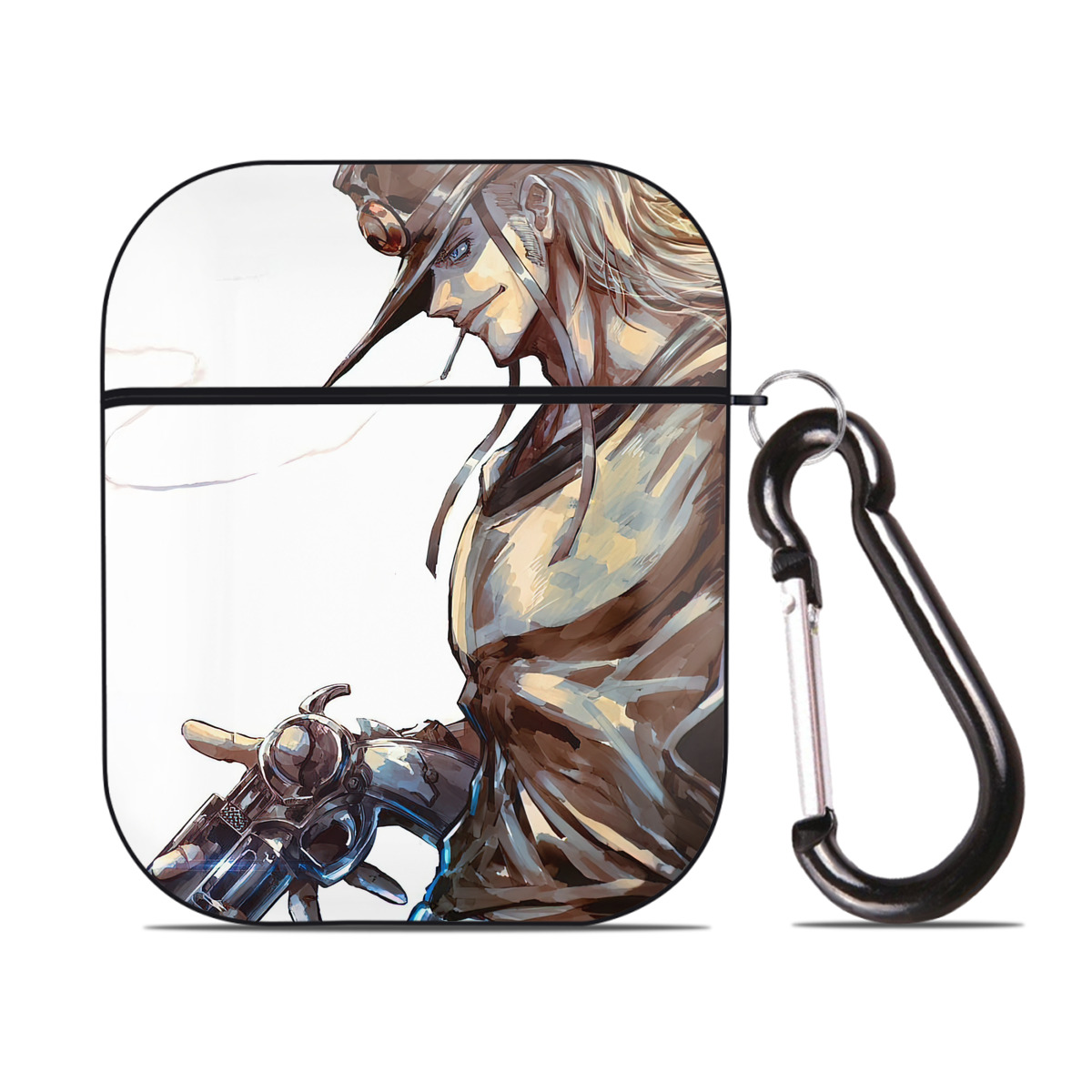 （画像用） ジョジョの奇妙な冒険 JoJo's Bizarre Adventure AirPods 第2世代保護ケース ハードシェル ブラック 耐衝撃・防指紋・カラビナ付き
