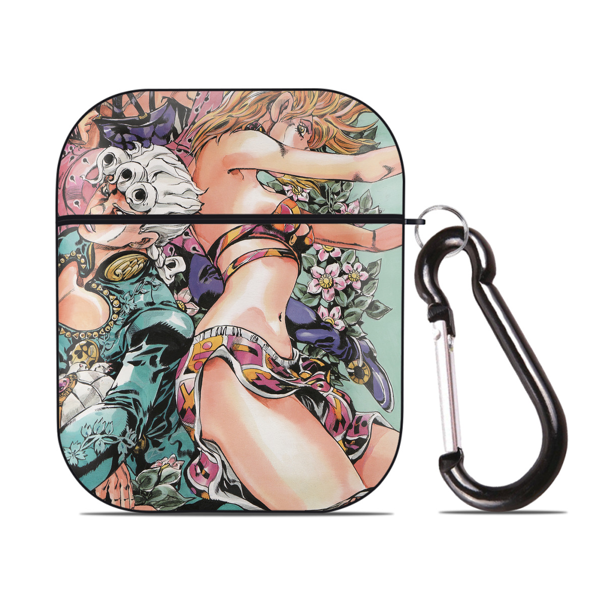 （画像用） ジョジョの奇妙な冒険 JoJo's Bizarre Adventure AirPods 第2世代保護ケース ハードシェル ブラック 耐衝撃・防指紋・カラビナ付き