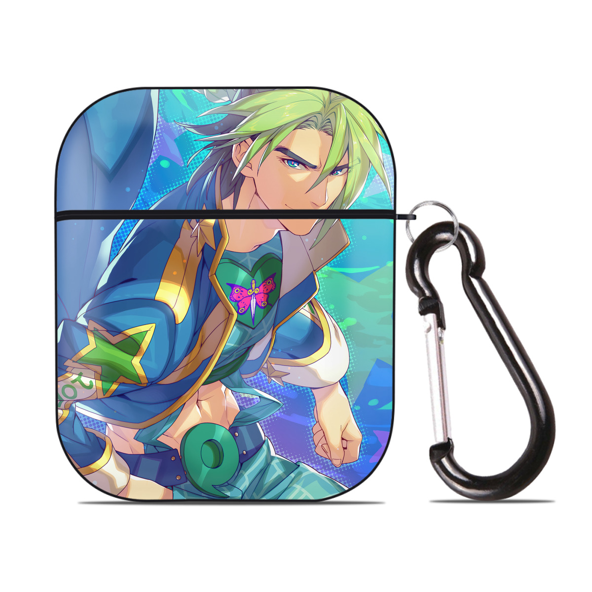 （画像用） ジョジョの奇妙な冒険 JoJo's Bizarre Adventure AirPods 第2世代保護ケース ハードシェル ブラック 耐衝撃・防指紋・カラビナ付き