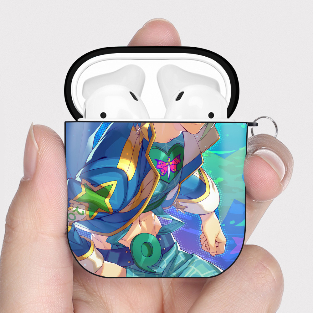（画像用） ジョジョの奇妙な冒険 JoJo's Bizarre Adventure AirPods 第2世代保護ケース ハードシェル ブラック 耐衝撃・防指紋・カラビナ付き