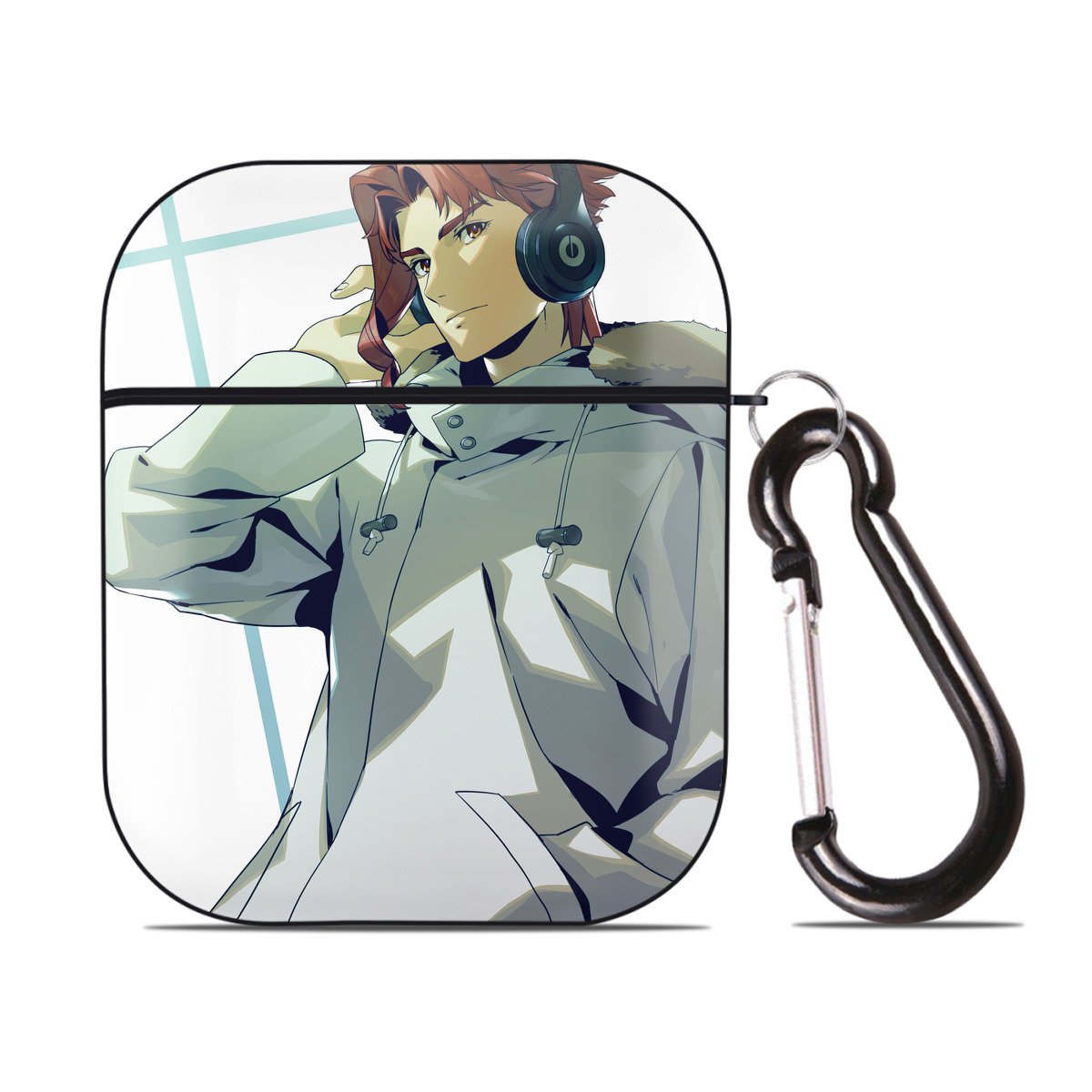 （画像用） ジョジョの奇妙な冒険 JoJo's Bizarre Adventure AirPods 第2世代保護ケース ハードシェル ブラック 耐衝撃・防指紋・カラビナ付き