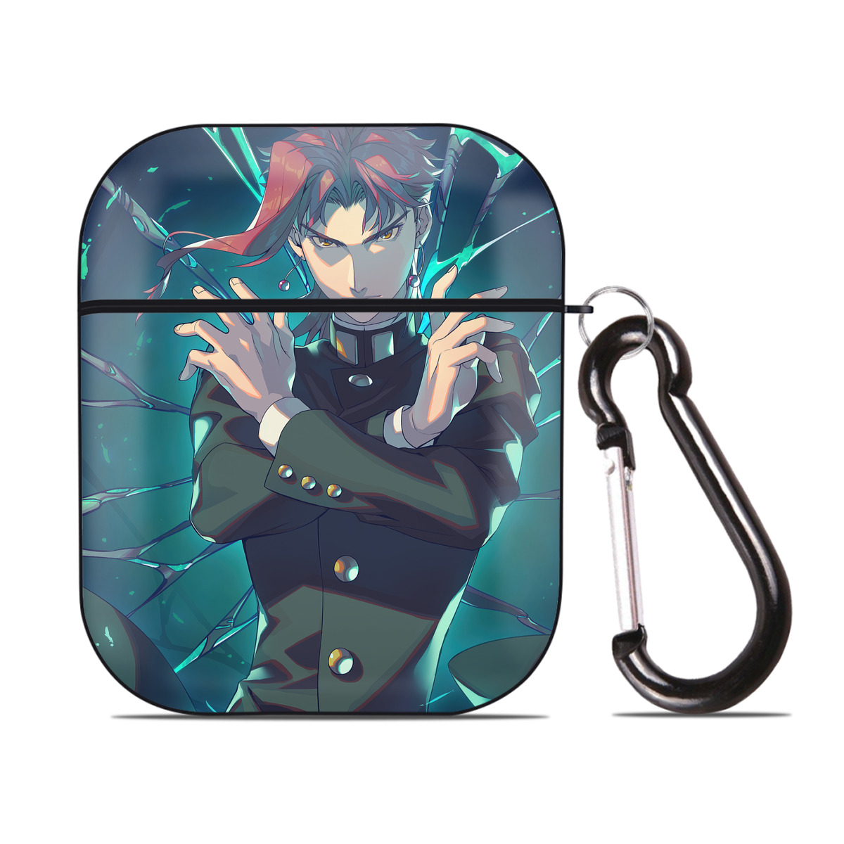 （画像用） ジョジョの奇妙な冒険 JoJo's Bizarre Adventure AirPods 第2世代保護ケース ハードシェル ブラック 耐衝撃・防指紋・カラビナ付き
