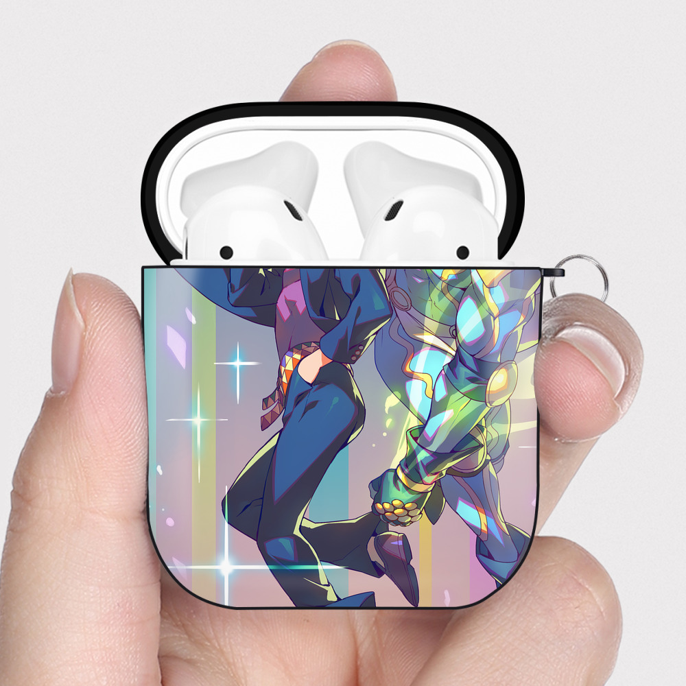 （画像用） ジョジョの奇妙な冒険 JoJo's Bizarre Adventure AirPods 第2世代保護ケース ハードシェル ブラック 耐衝撃・防指紋・カラビナ付き