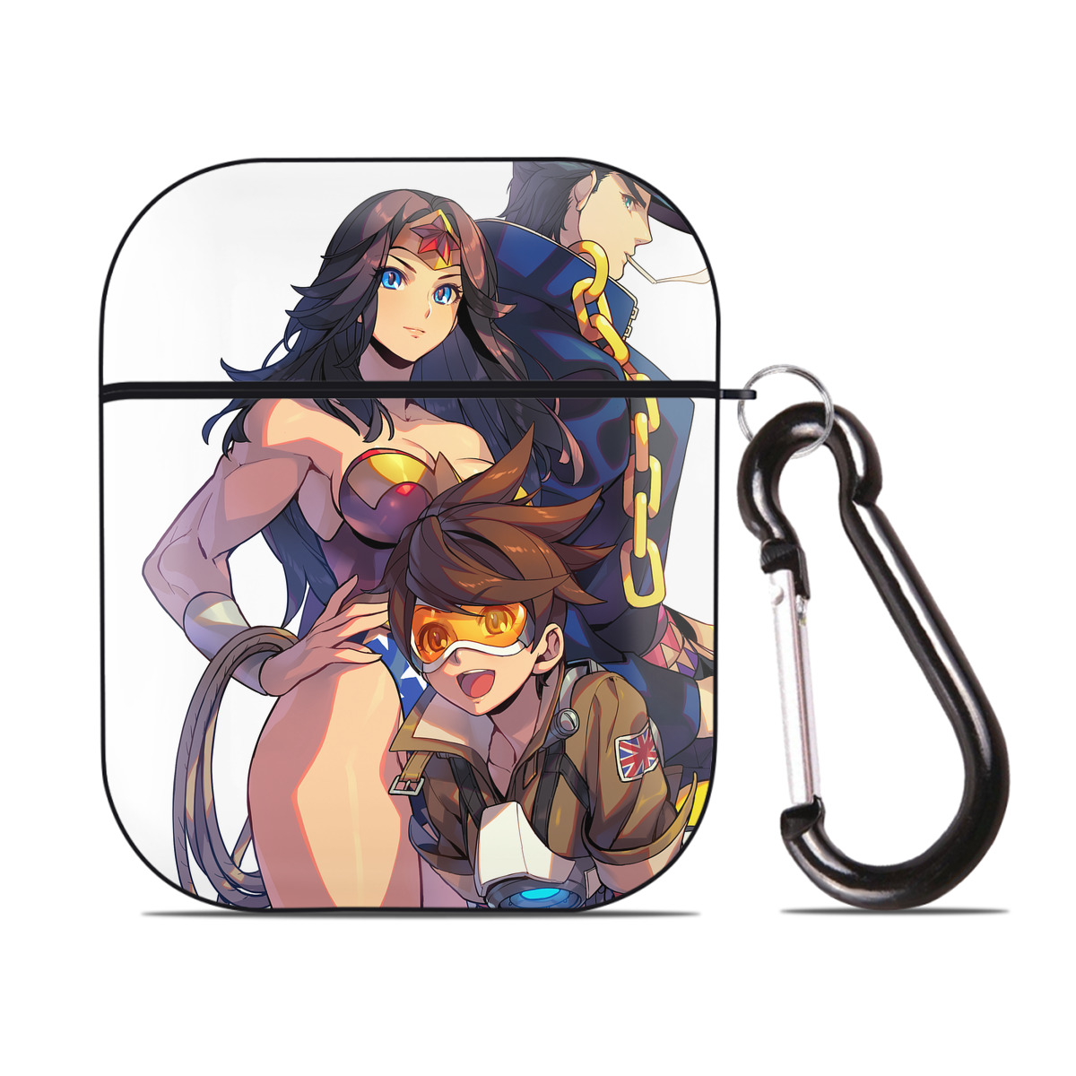 （画像用） ジョジョの奇妙な冒険 JoJo's Bizarre Adventure AirPods 第2世代保護ケース ハードシェル ブラック 耐衝撃・防指紋・カラビナ付き