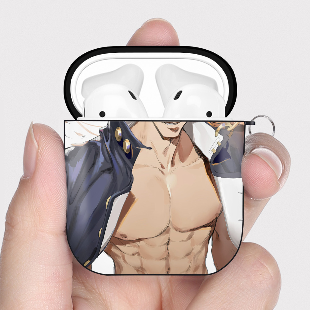 （画像用） ジョジョの奇妙な冒険 JoJo's Bizarre Adventure AirPods 第2世代保護ケース ハードシェル ブラック 耐衝撃・防指紋・カラビナ付き