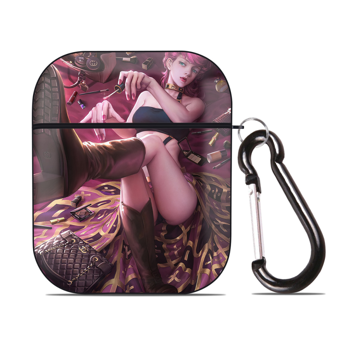 （画像用） ジョジョの奇妙な冒険 JoJo's Bizarre Adventure AirPods 第2世代保護ケース ハードシェル ブラック 耐衝撃・防指紋・カラビナ付き