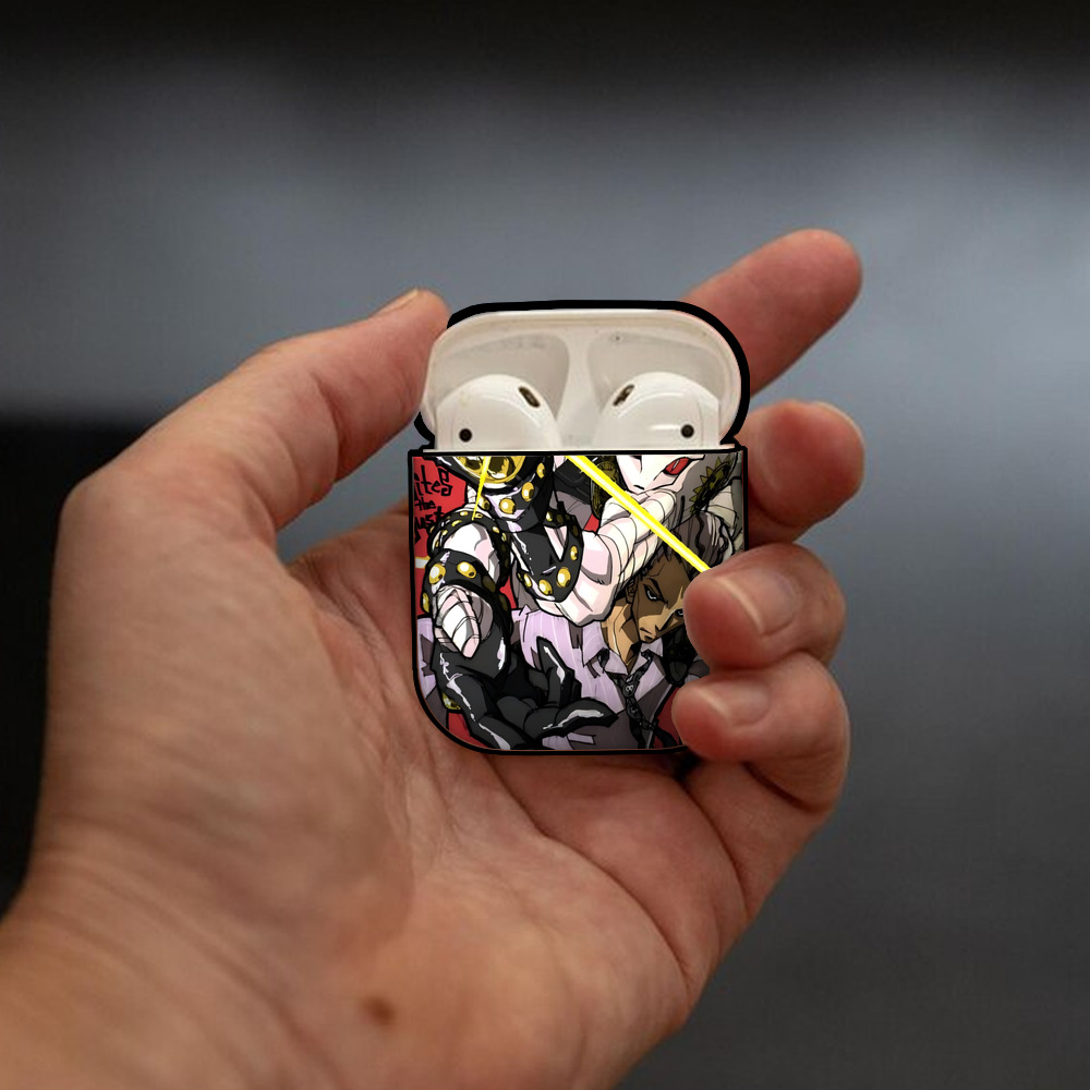 ジョジョの奇妙な冒険 JoJo's Bizarre Adventure AirPods 第2世代保護ケース ハードシェル ブラック 耐衝撃・防指紋・カラビナ付き