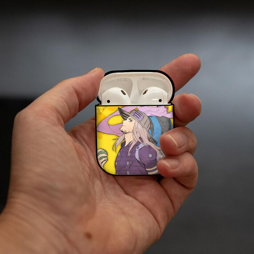 ジョジョの奇妙な冒険 JoJo's Bizarre Adventure AirPods 第2世代保護ケース ハードシェル ブラック 耐衝撃・防指紋・カラビナ付き