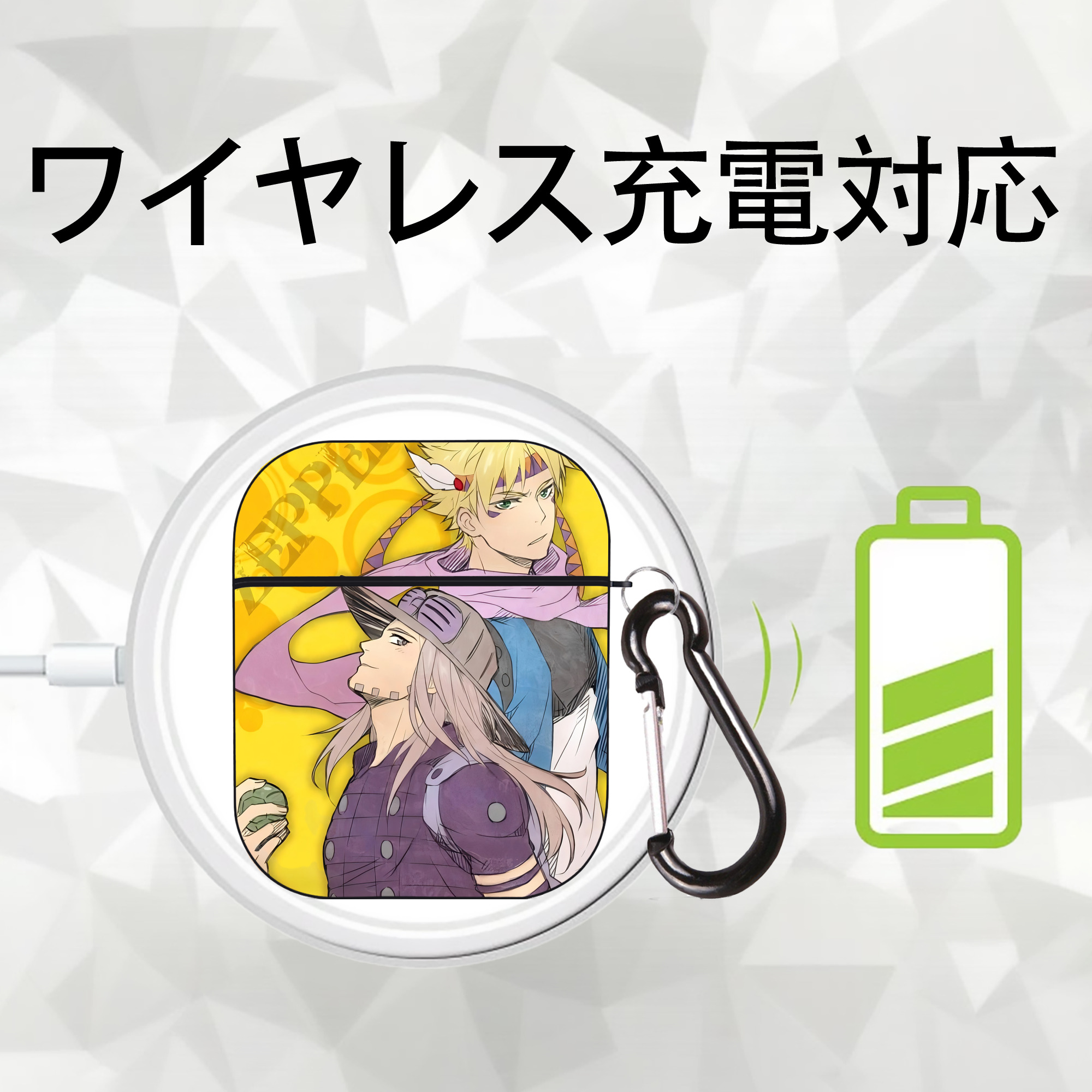 ジョジョの奇妙な冒険 JoJo's Bizarre Adventure AirPods 第2世代保護ケース ハードシェル ブラック 耐衝撃・防指紋・カラビナ付き