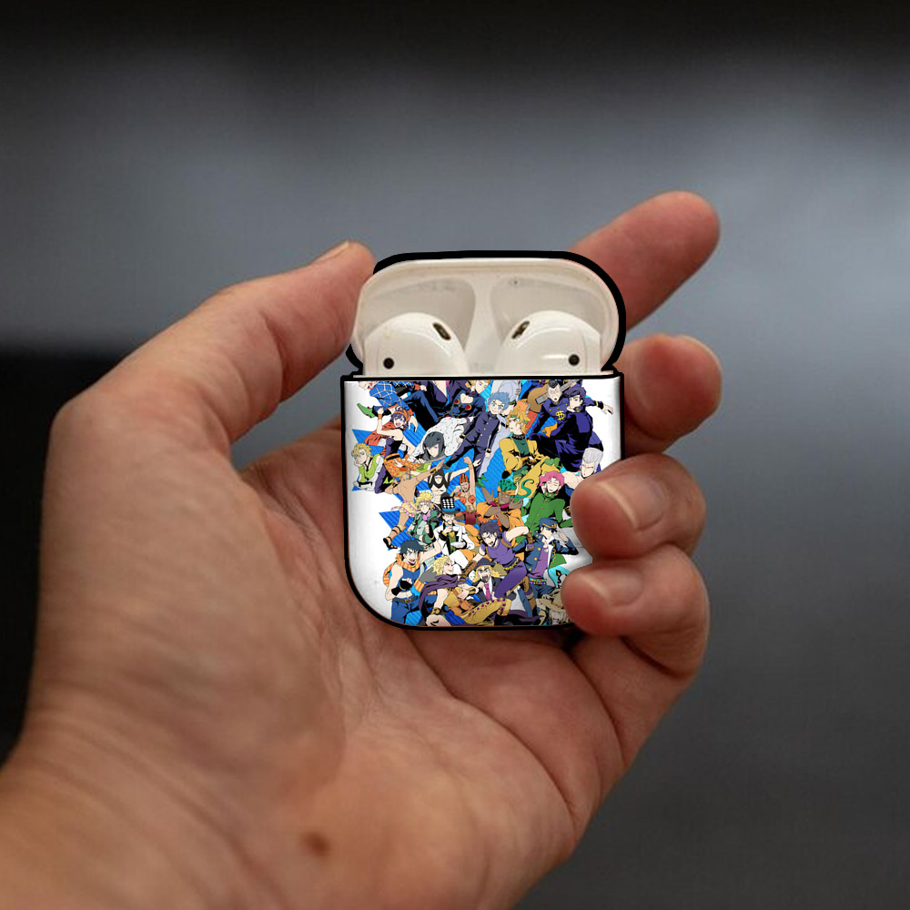 ジョジョの奇妙な冒険 JoJo's Bizarre Adventure AirPods 第2世代保護ケース ハードシェル ブラック 耐衝撃・防指紋・カラビナ付き