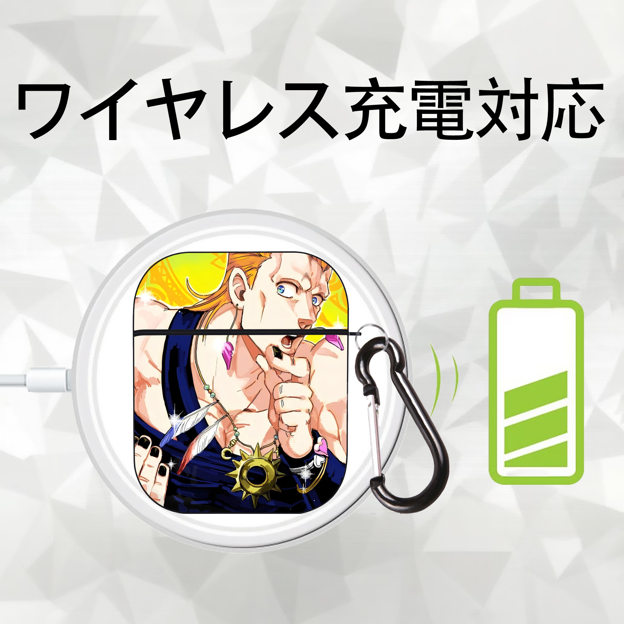 ジョジョの奇妙な冒険 JoJo's Bizarre Adventure AirPods 第2世代保護ケース ハードシェル ブラック 耐衝撃・防指紋・カラビナ付き