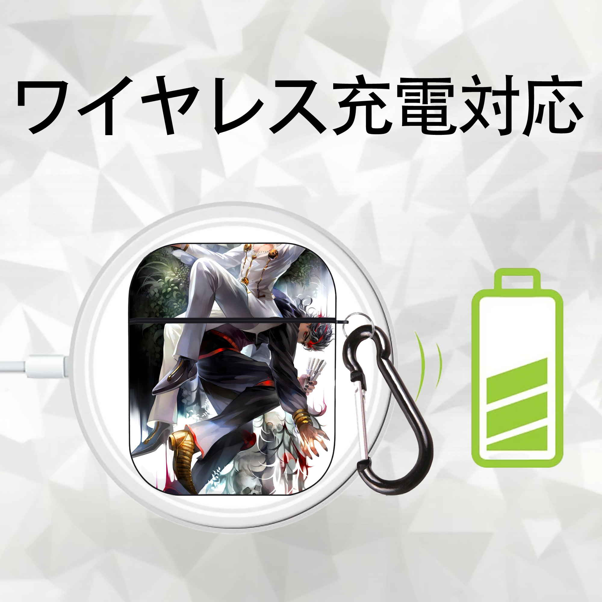 ジョジョの奇妙な冒険 JoJo's Bizarre Adventure AirPods 第2世代保護ケース ハードシェル ブラック 耐衝撃・防指紋・カラビナ付き