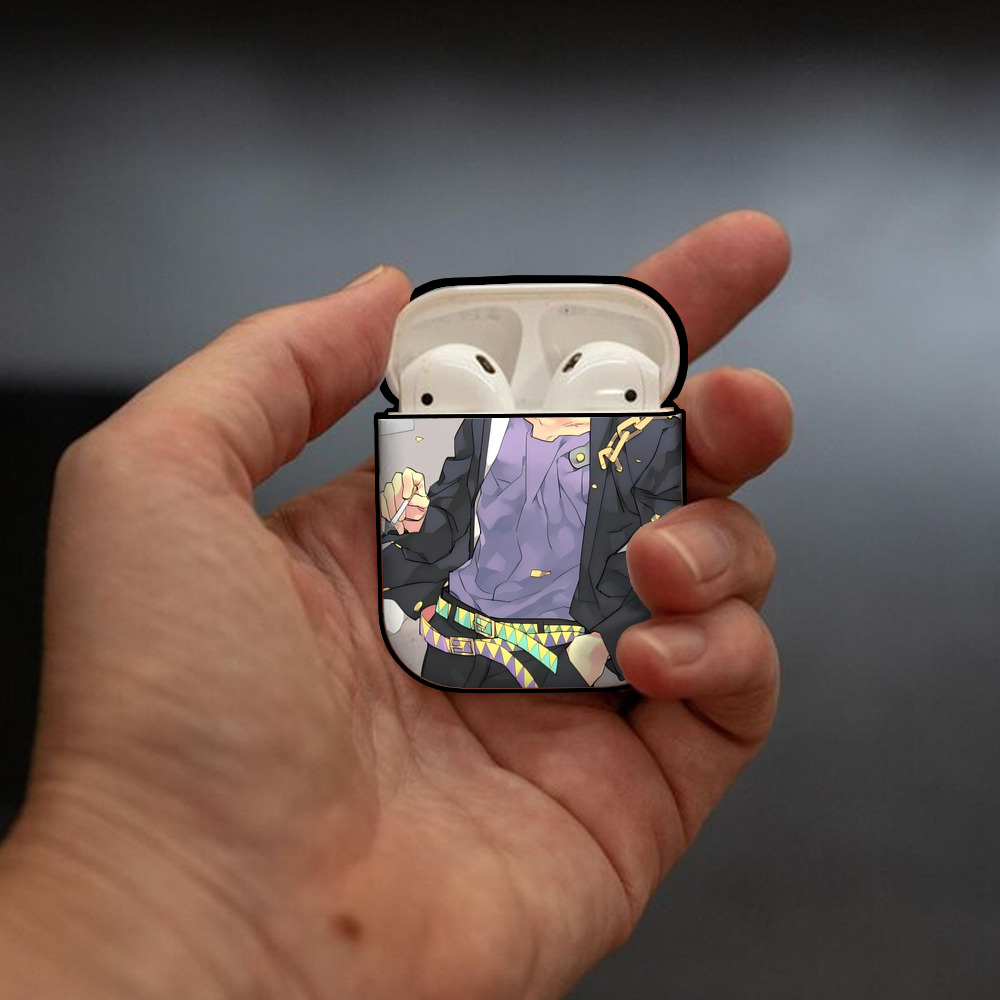 ジョジョの奇妙な冒険 JoJo's Bizarre Adventure AirPods 第2世代保護ケース ハードシェル ブラック 耐衝撃・防指紋・カラビナ付き