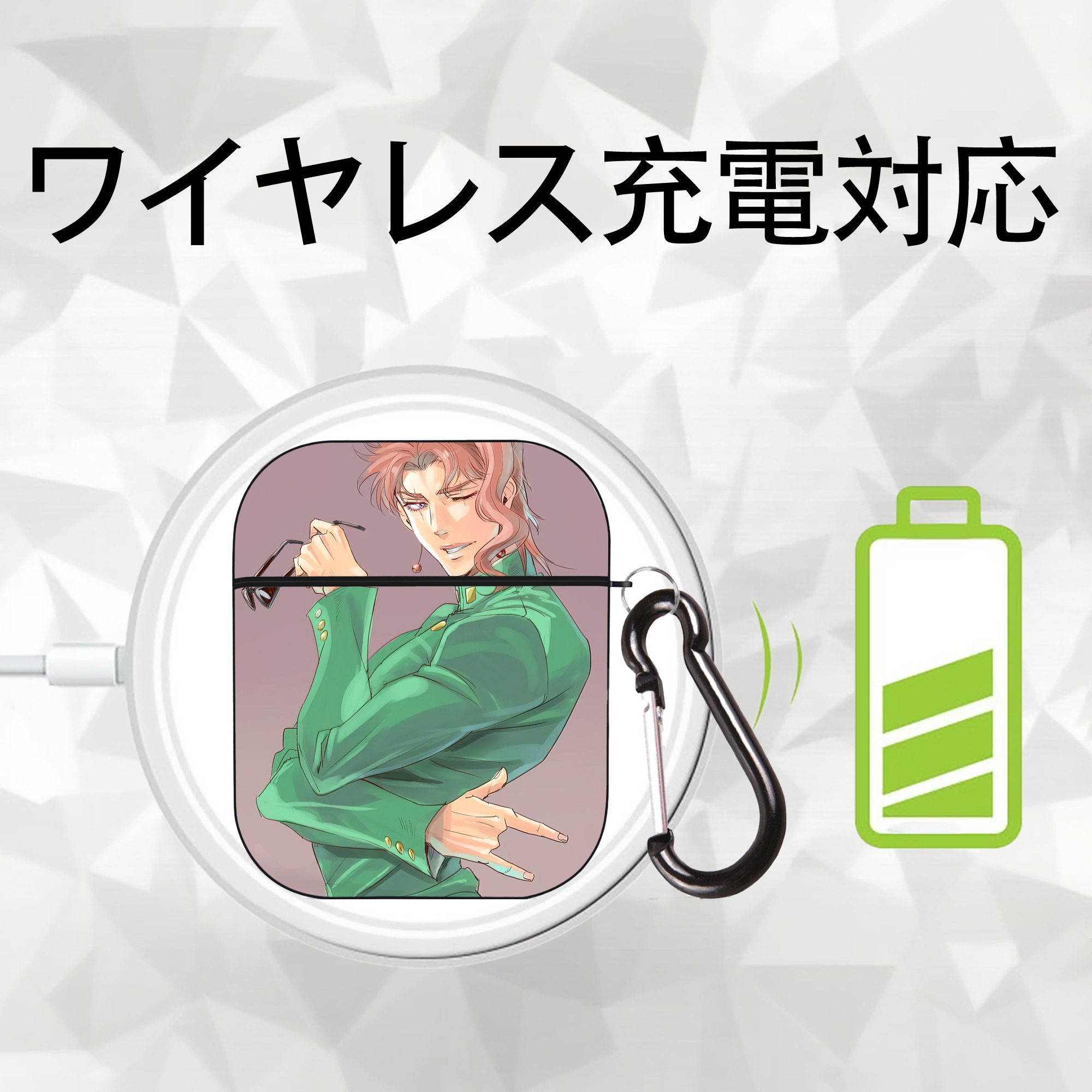 ジョジョの奇妙な冒険 JoJo's Bizarre Adventure AirPods 第2世代保護ケース ハードシェル ブラック 耐衝撃・防指紋・カラビナ付き
