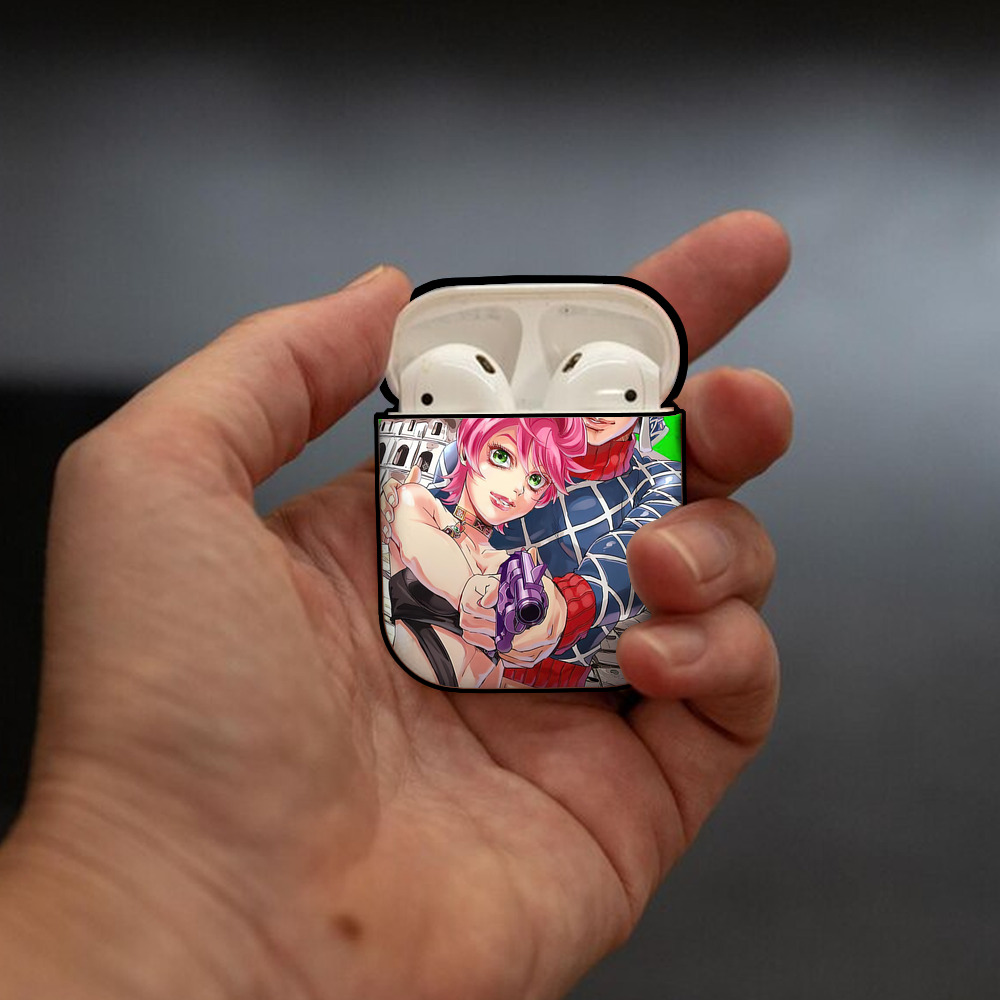 ジョジョの奇妙な冒険 JoJo's Bizarre Adventure AirPods 第2世代保護ケース ハードシェル ブラック 耐衝撃・防指紋・カラビナ付き
