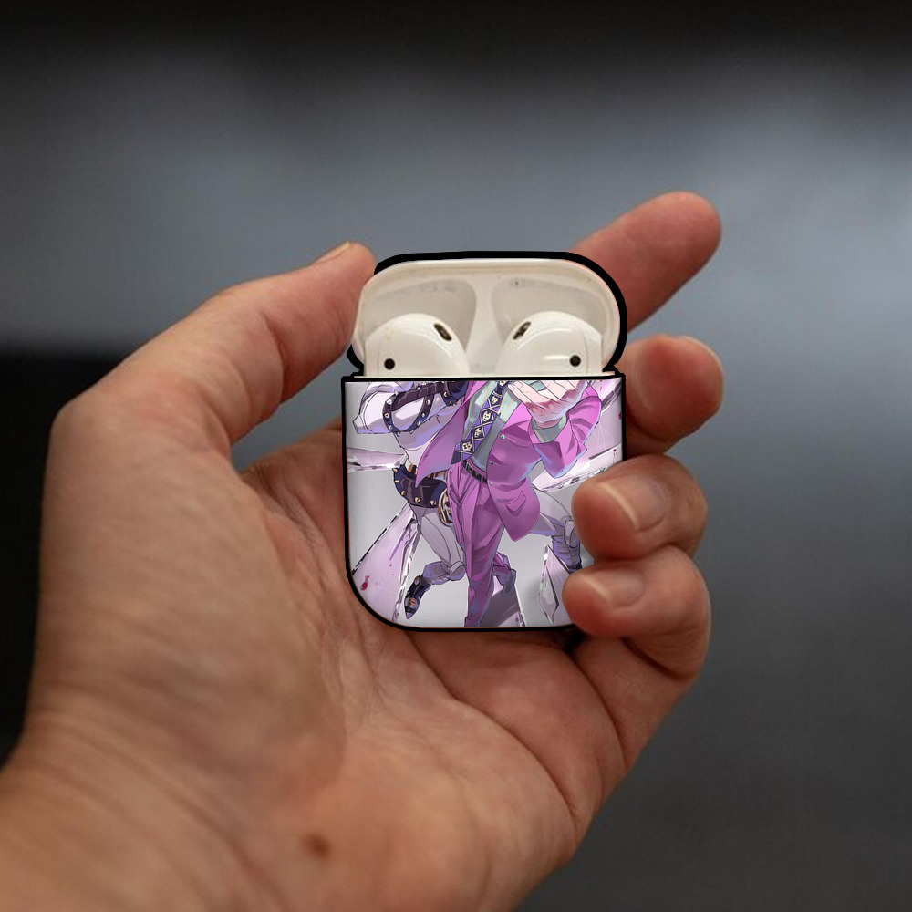 ジョジョの奇妙な冒険 JoJo's Bizarre Adventure AirPods 第2世代保護ケース ハードシェル ブラック 耐衝撃・防指紋・カラビナ付き