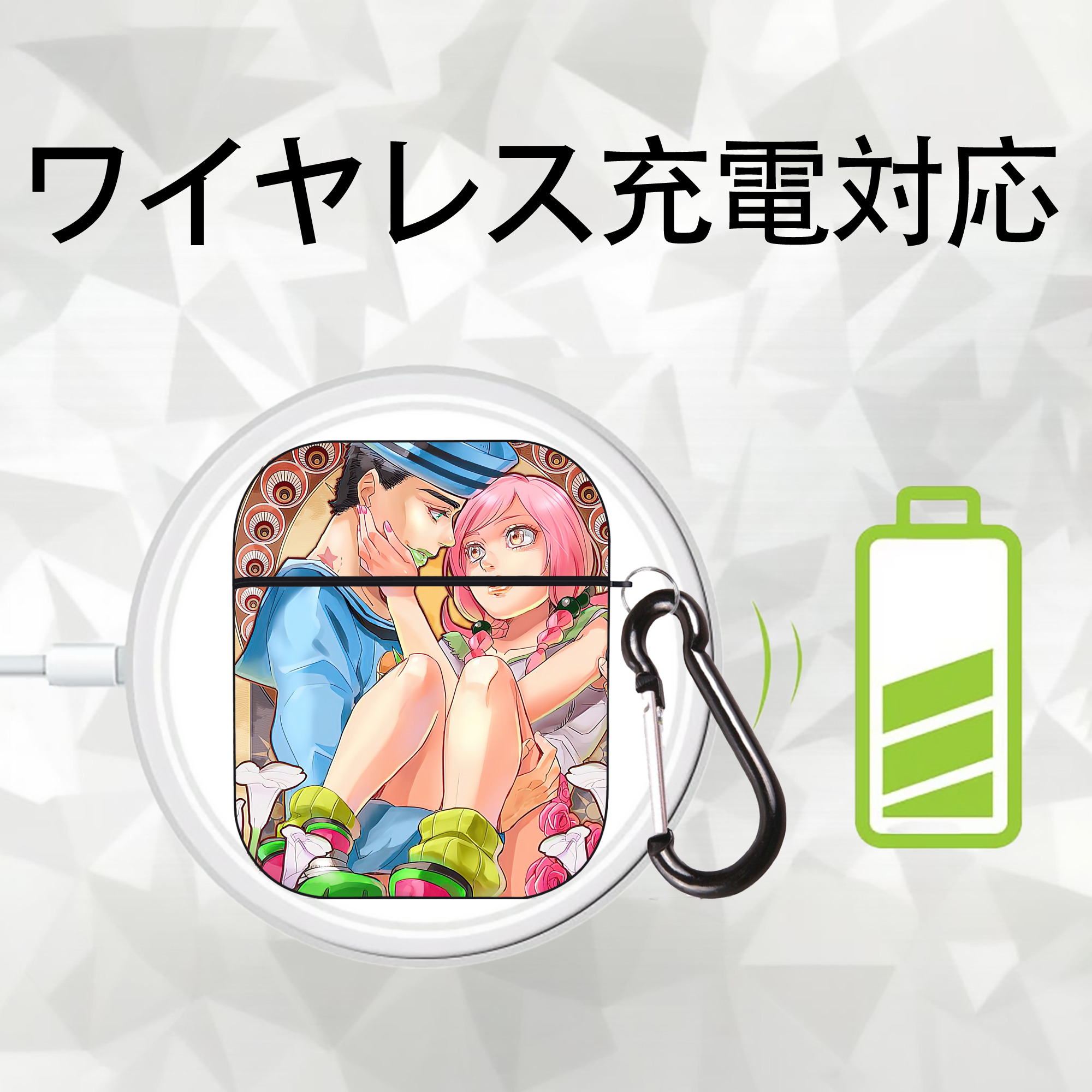 ジョジョの奇妙な冒険 JoJo's Bizarre Adventure AirPods 第2世代保護ケース ハードシェル ブラック 耐衝撃・防指紋・カラビナ付き