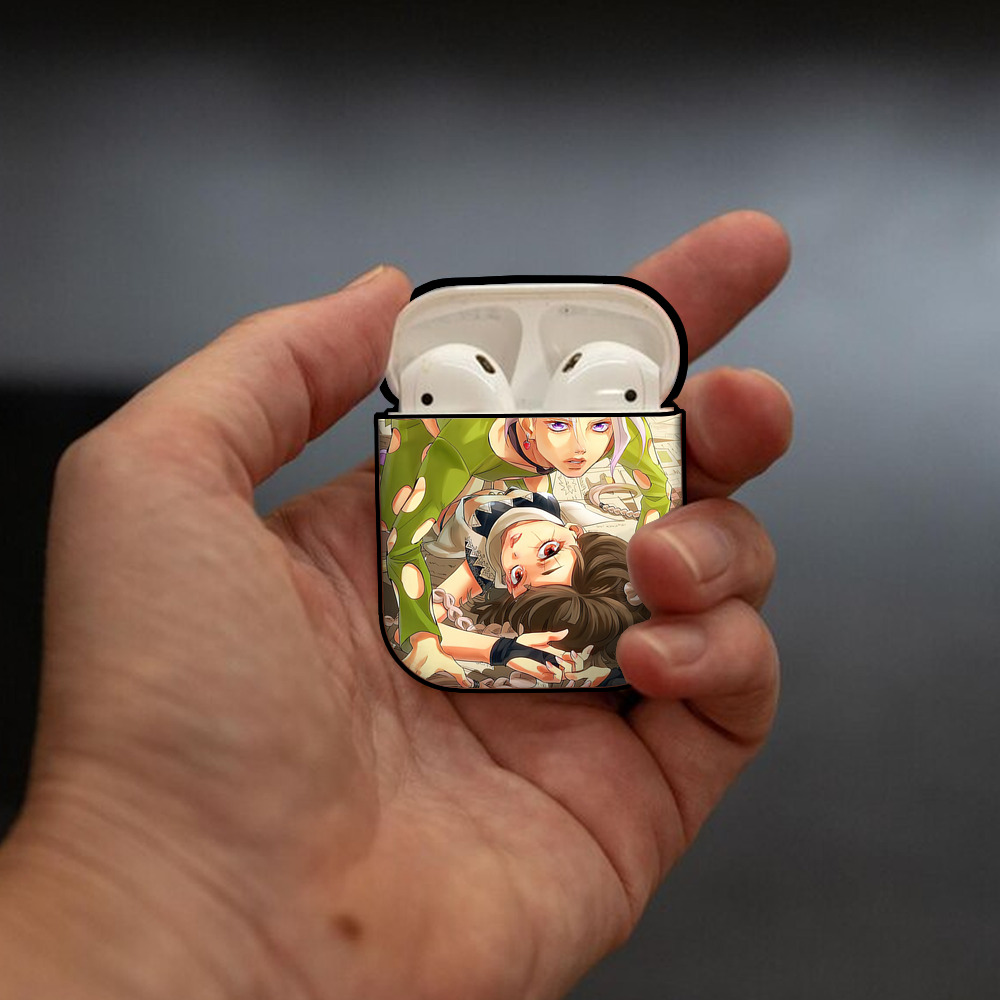 ジョジョの奇妙な冒険 JoJo's Bizarre Adventure AirPods 第2世代保護ケース ハードシェル ブラック 耐衝撃・防指紋・カラビナ付き