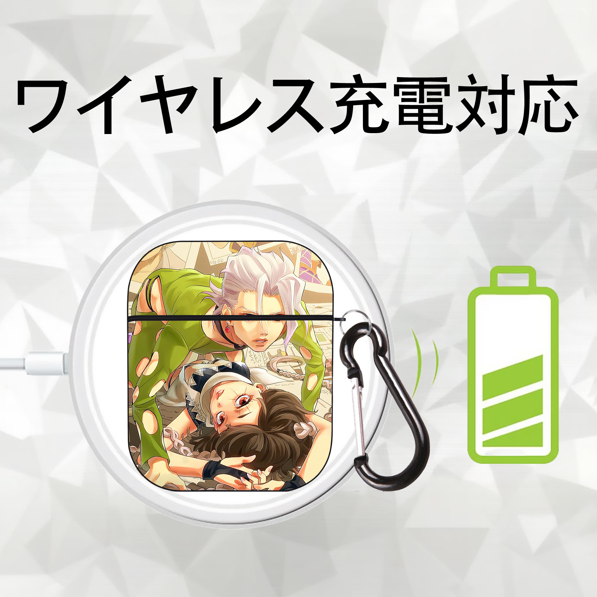 ジョジョの奇妙な冒険 JoJo's Bizarre Adventure AirPods 第2世代保護ケース ハードシェル ブラック 耐衝撃・防指紋・カラビナ付き
