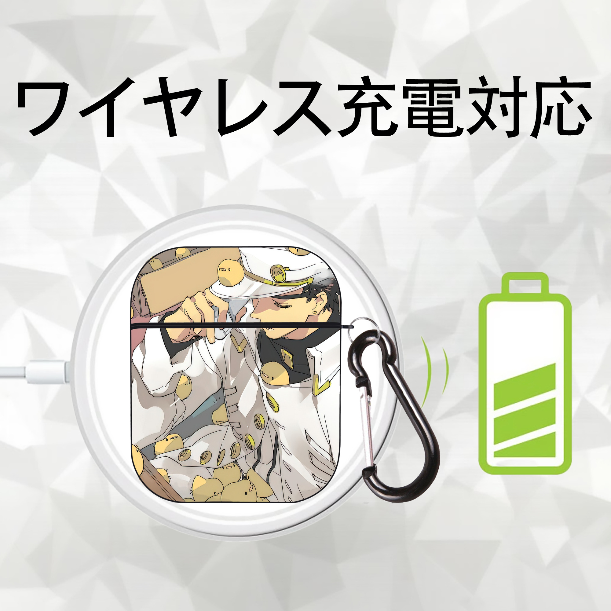 ジョジョの奇妙な冒険 JoJo's Bizarre Adventure AirPods 第2世代保護ケース ハードシェル ブラック 耐衝撃・防指紋・カラビナ付き