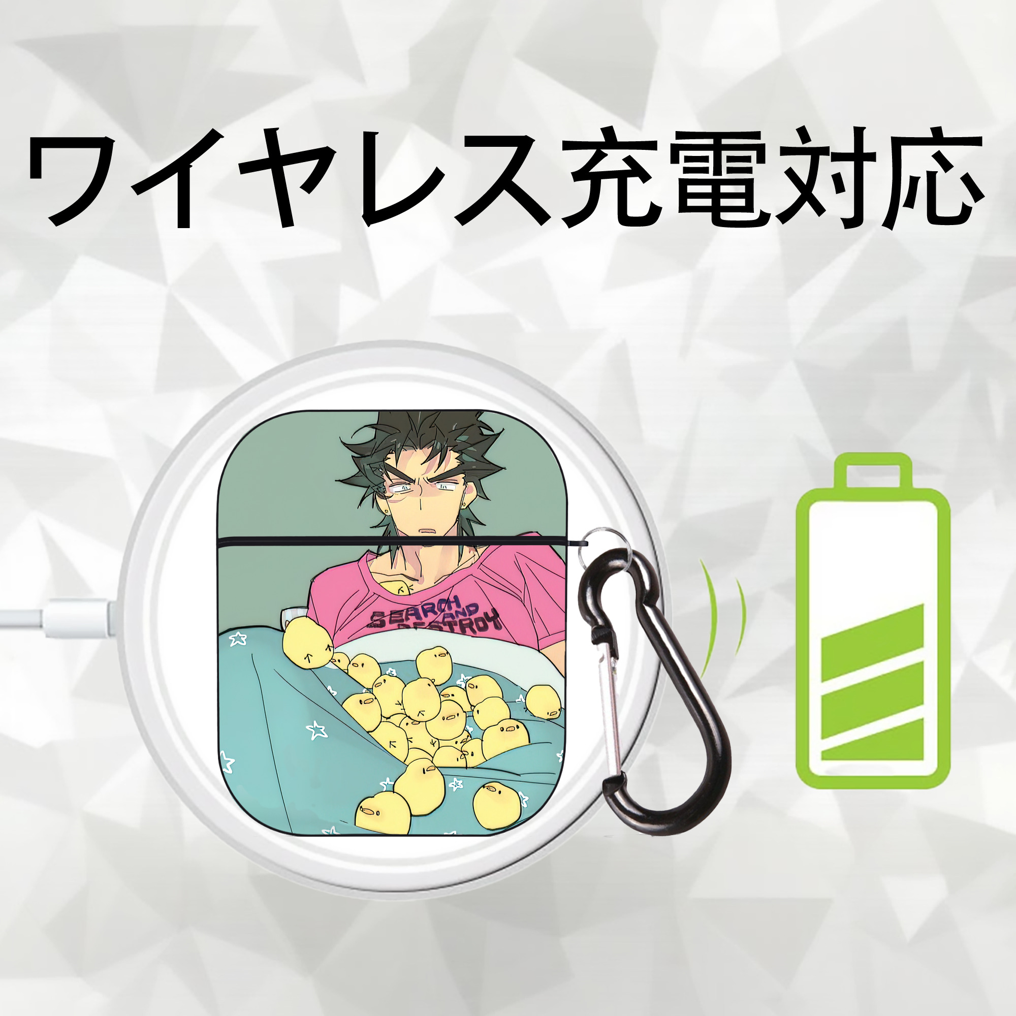 ジョジョの奇妙な冒険 JoJo's Bizarre Adventure AirPods 第2世代保護ケース ハードシェル ブラック 耐衝撃・防指紋・カラビナ付き