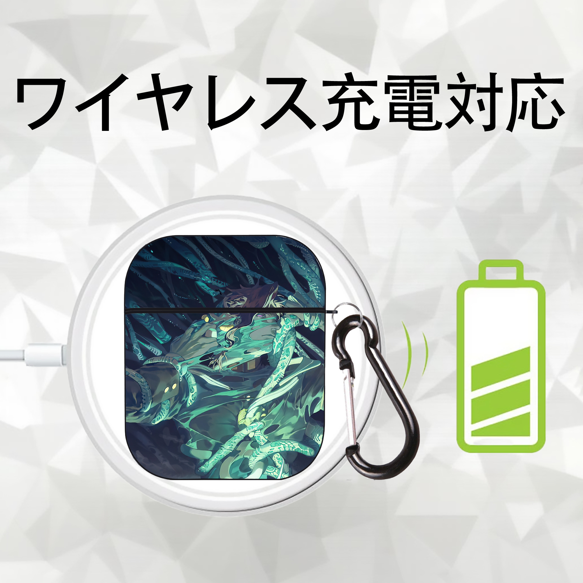 ジョジョの奇妙な冒険 JoJo's Bizarre Adventure AirPods 第2世代保護ケース ハードシェル ブラック 耐衝撃・防指紋・カラビナ付き